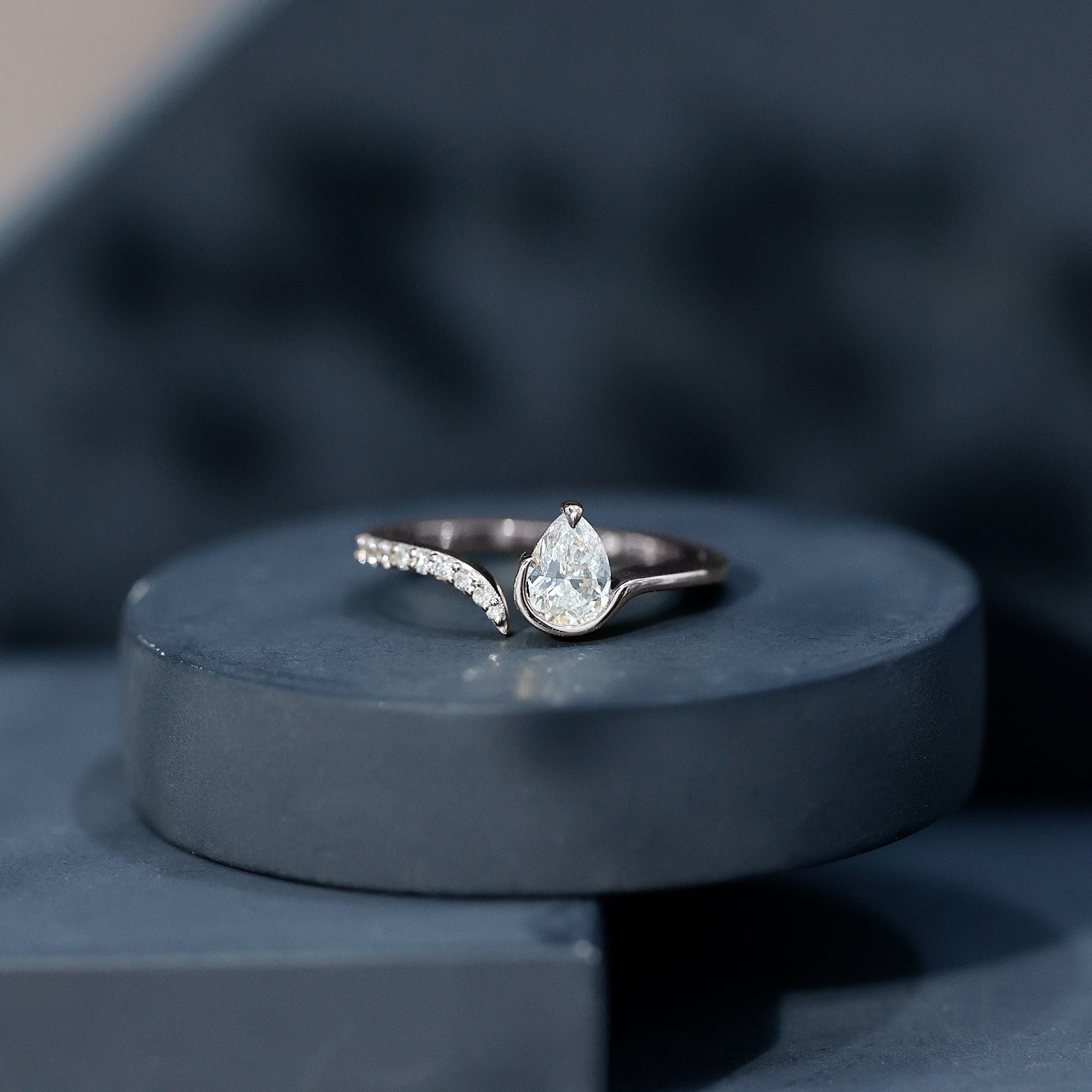 Certified Lab Grown Diamond Designer Promise Ring Lab - ( EF-VS ) - Rosec Jewels