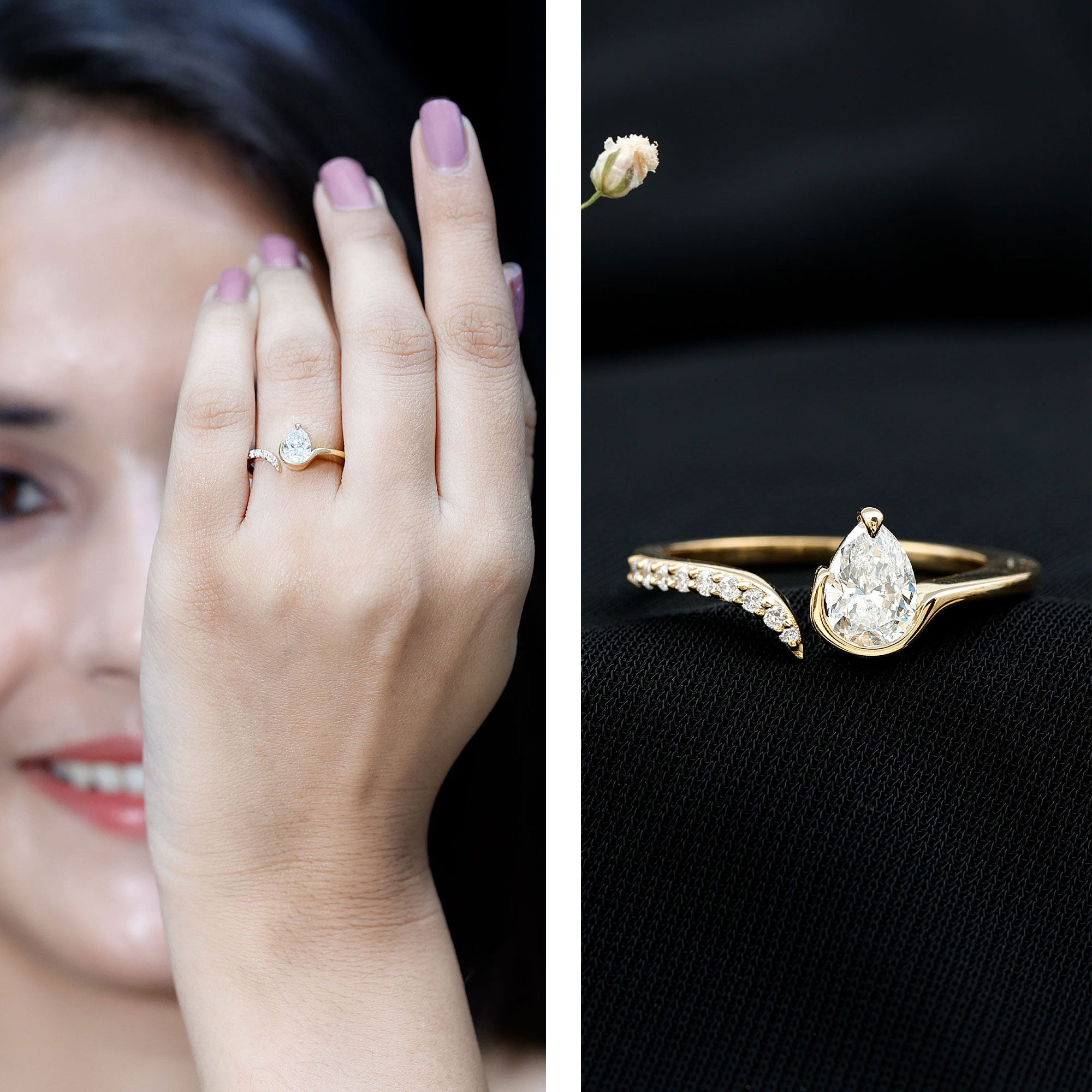 Certified Lab Grown Diamond Designer Promise Ring Lab - ( EF-VS ) - Rosec Jewels