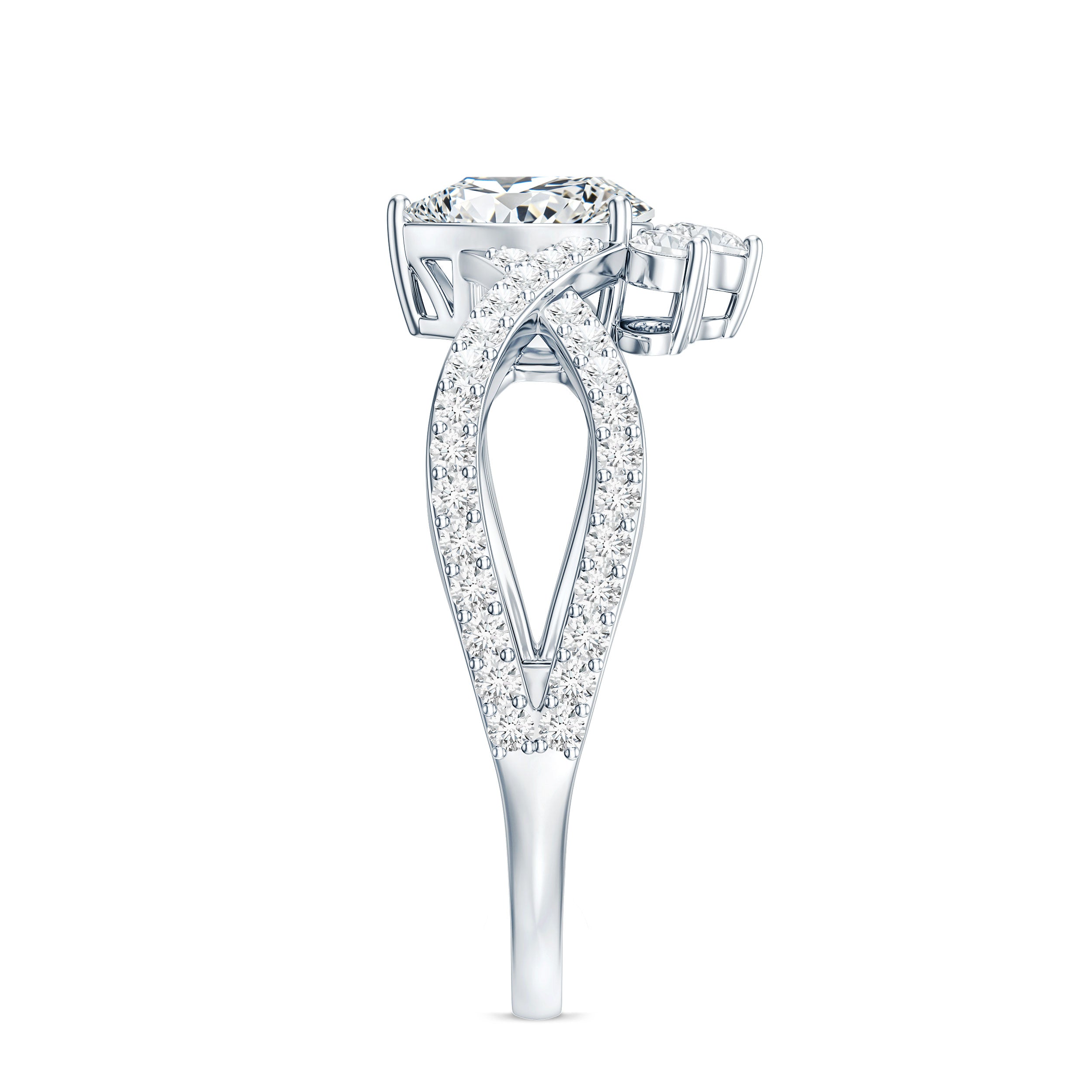 Lab Grown Diamond Teardrop Designer Engagement Ring Lab - ( EF-VS ) - Rosec Jewels
