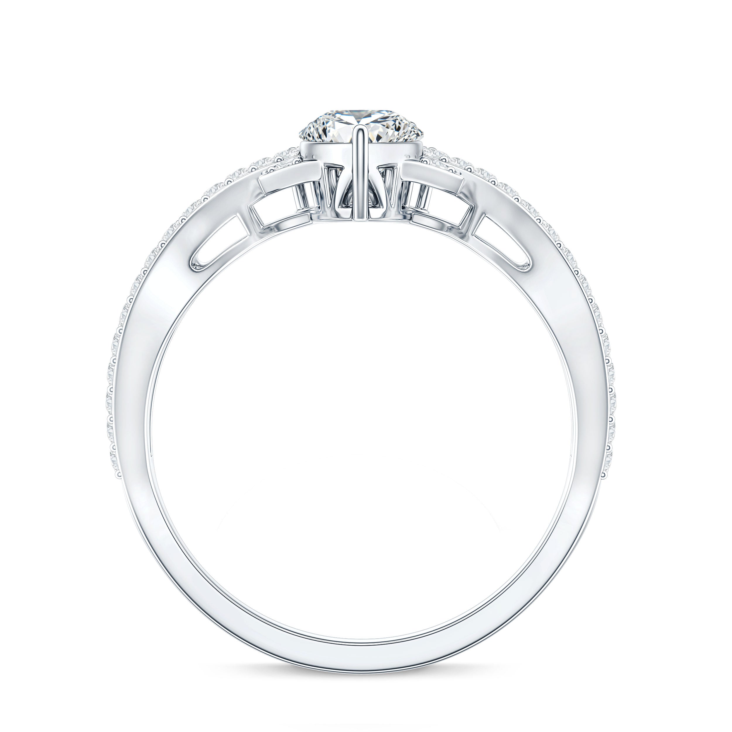 Lab Grown Diamond Teardrop Designer Engagement Ring Lab - ( EF-VS ) - Rosec Jewels