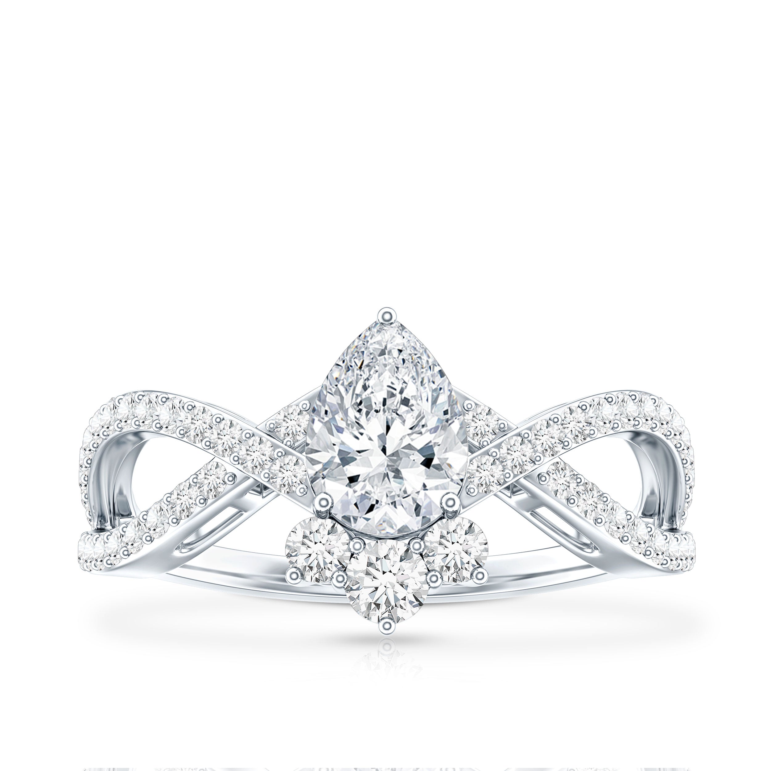 Lab Grown Diamond Teardrop Designer Engagement Ring Lab - ( EF-VS ) - Rosec Jewels