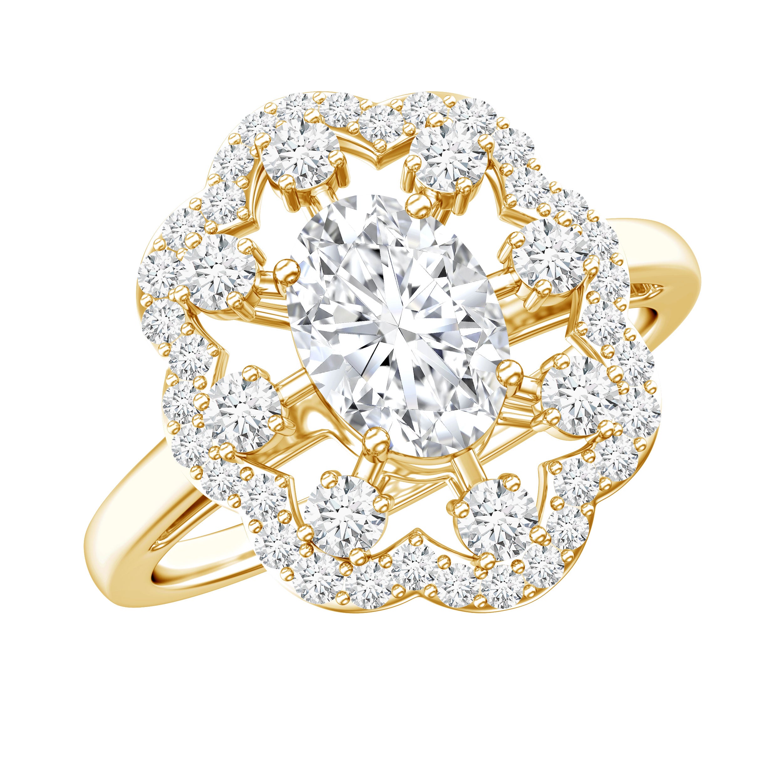 Certified Lab Grown Diamond Statement Engagement Ring Lab - ( EF-VS ) - Rosec Jewels