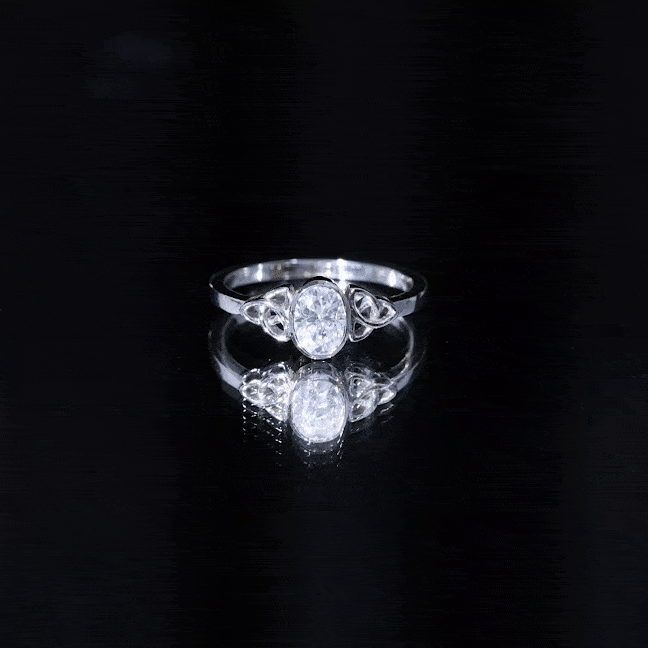 5X7 MM Oval Lab Grown Diamond Celtic Knot Engagement Ring Lab - ( EF-VS ) - Rosec Jewels