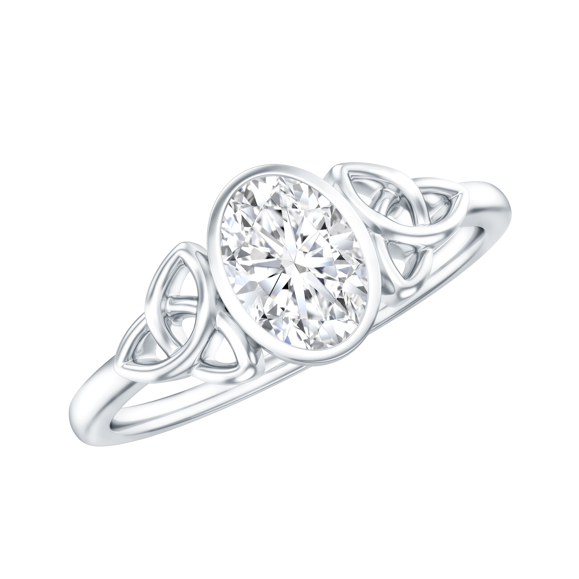 5X7 MM Oval Lab Grown Diamond Celtic Knot Engagement Ring Lab - ( EF-VS ) - Rosec Jewels