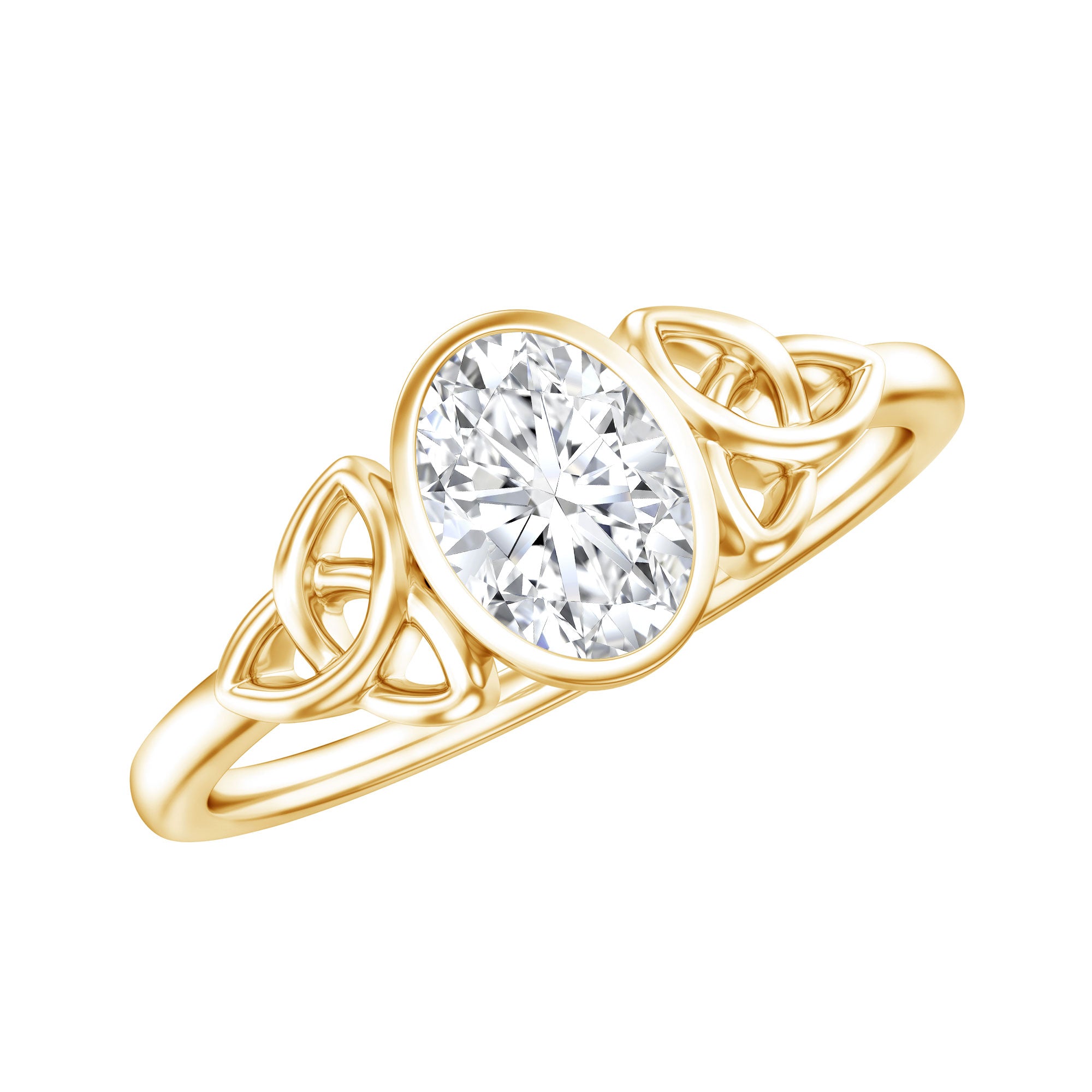 5X7 MM Oval Lab Grown Diamond Celtic Knot Engagement Ring Lab - ( EF-VS ) - Rosec Jewels
