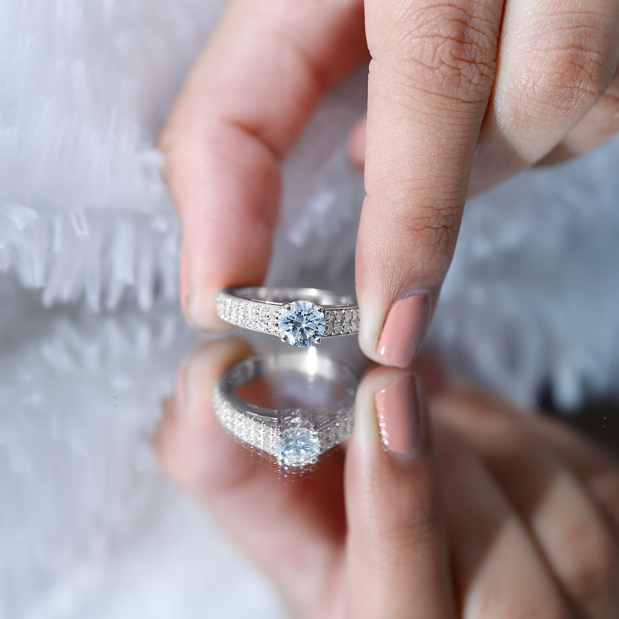 Rosec Jewels-Certified Lab Grown Diamond 1Ct Engagement Ring With Side Stones