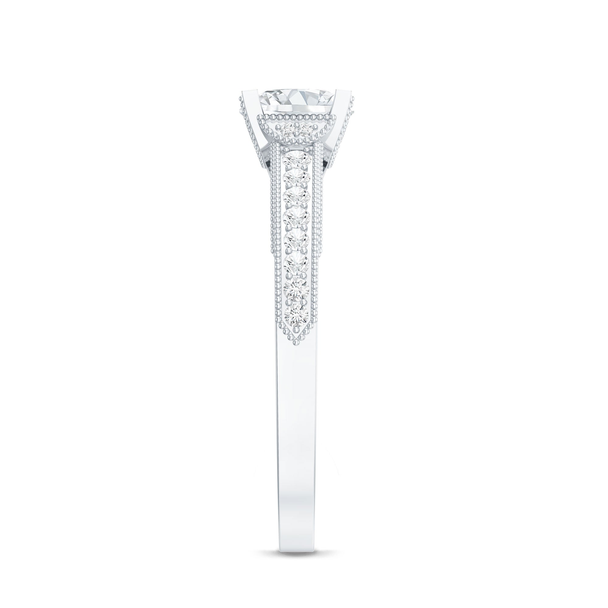 Certified Lab Grown Diamond 6 MM Round Engagement Ring With Side Stones Lab - ( EF-VS ) - Rosec Jewels