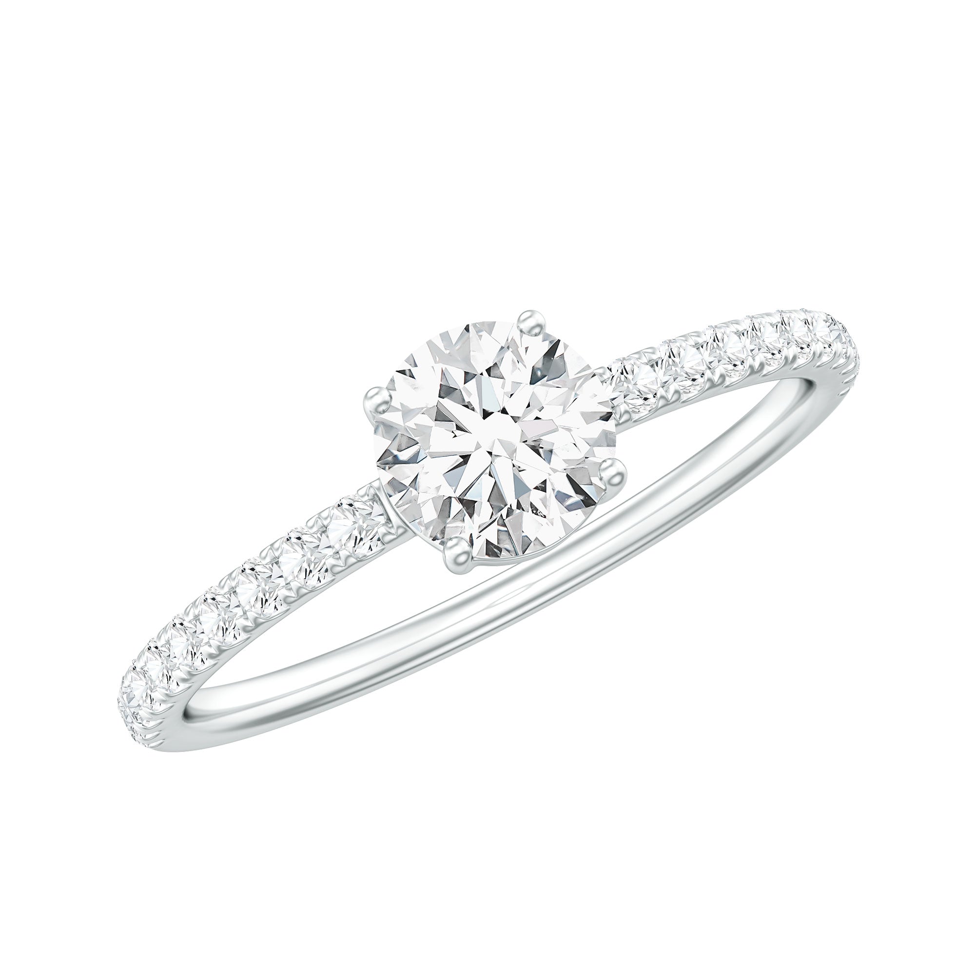 Certified 5 MM Lab Grown Diamond Engagement Ring With Side Stones
