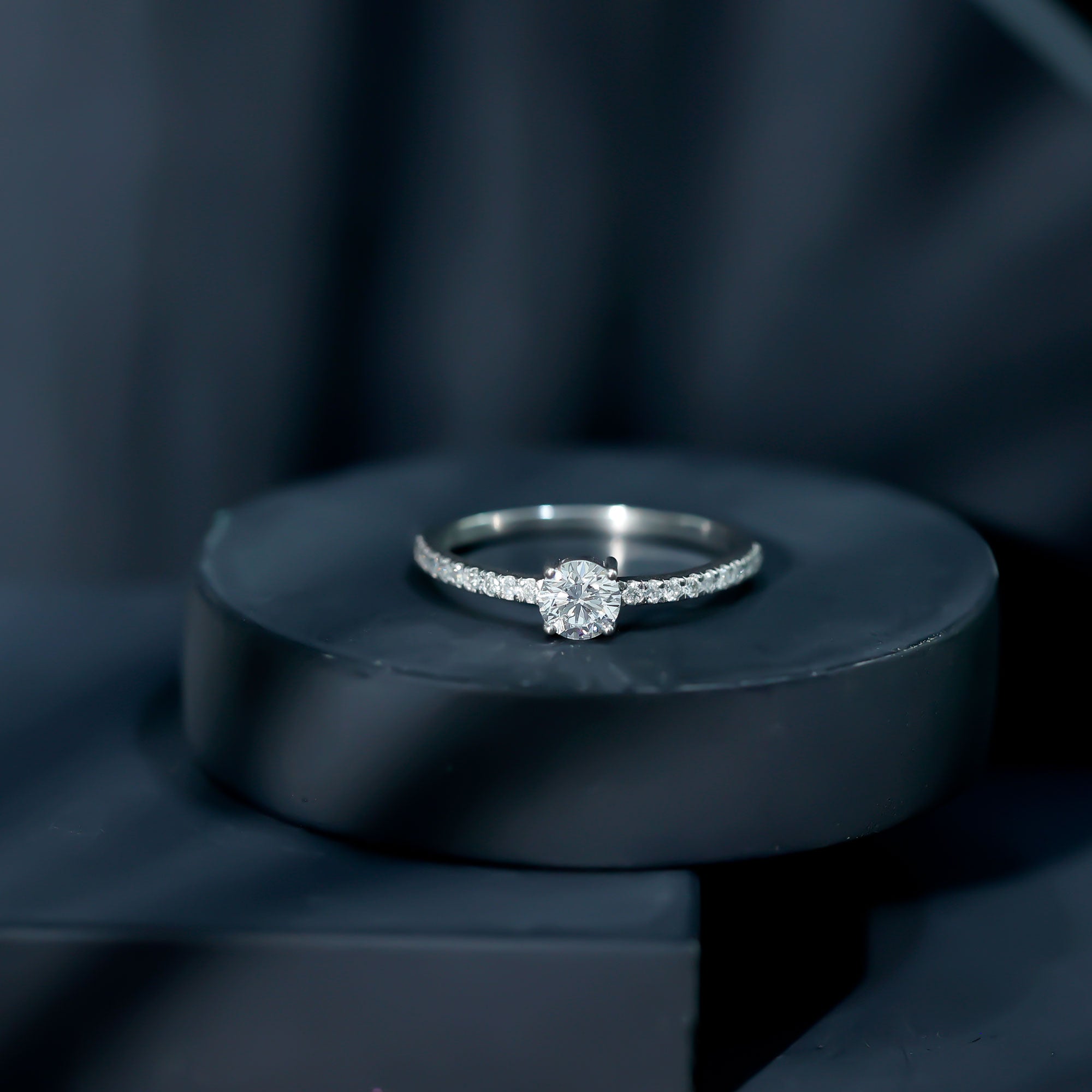 Certified 5 MM Lab Grown Diamond Engagement Ring With Side Stones Lab - ( EF-VS ) - Rosec Jewels