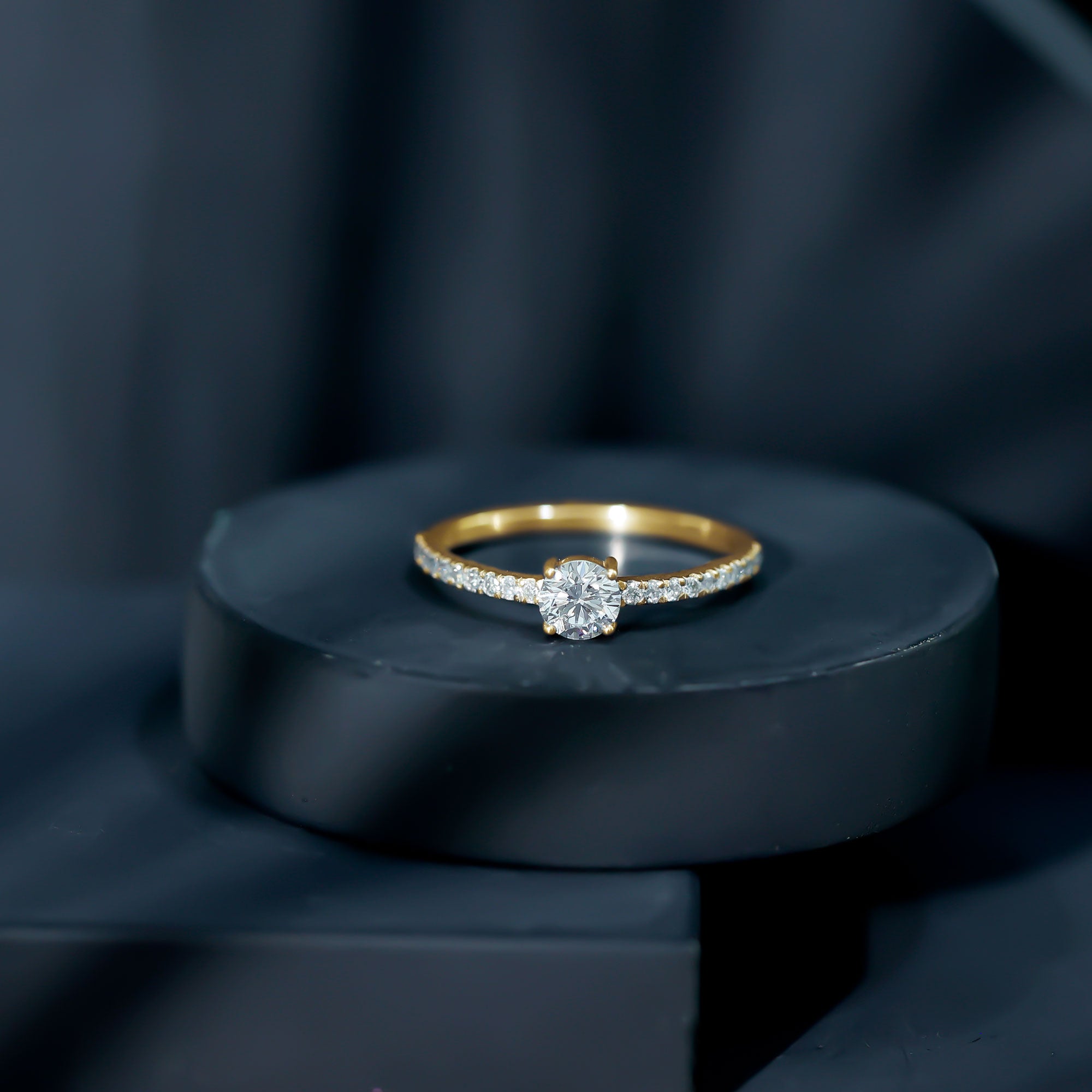 Certified 5 MM Lab Grown Diamond Engagement Ring With Side Stones Lab - ( EF-VS ) - Rosec Jewels