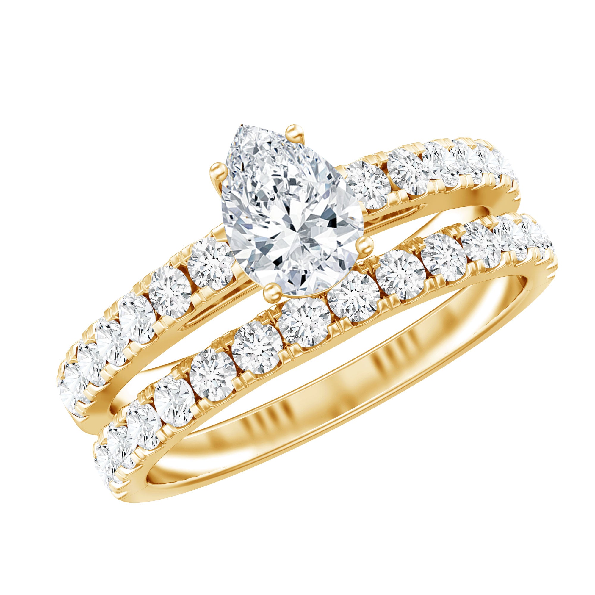 Certified Lab Grown Diamond Engagement Ring With Wedding Band Lab - ( EF-VS ) - Rosec Jewels
