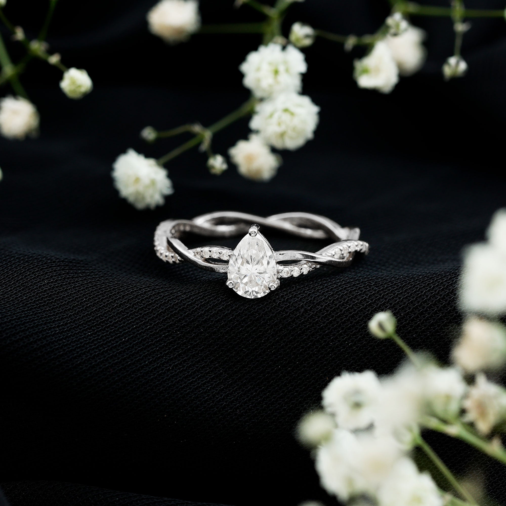 Lab Grown Diamond 5X7 MM Pear Shaped Engagement Ring Lab - ( EF-VS ) - Rosec Jewels