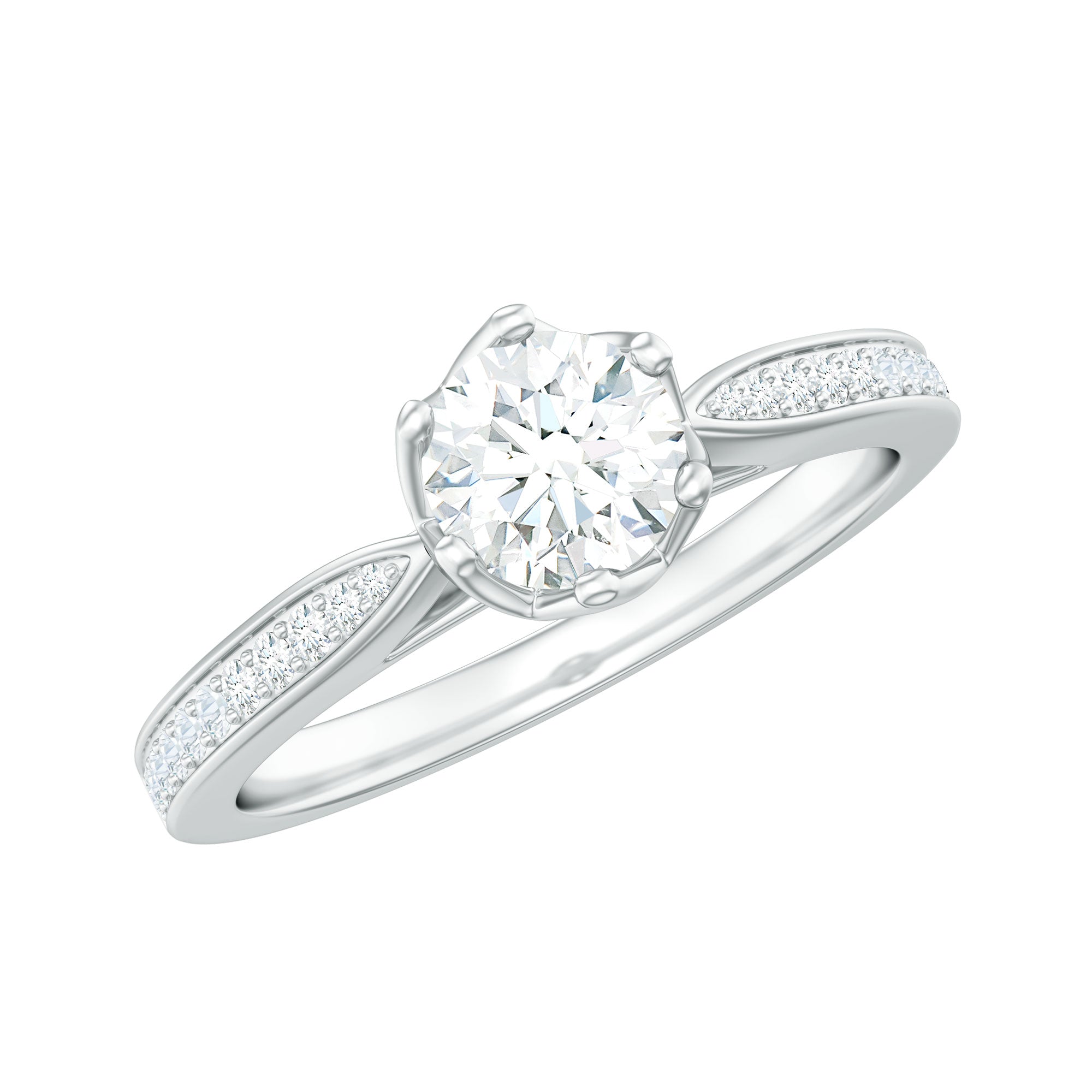 Lab Grown Diamond Solitaire Engagement Ring with Side Stones