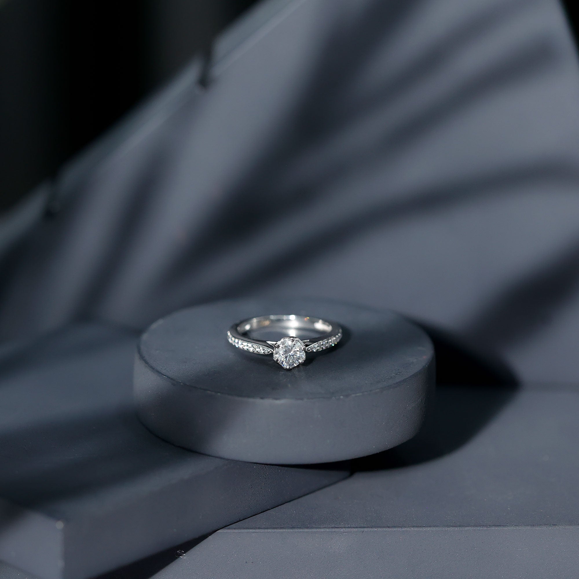 Rosec Jewels-Lab Grown Diamond Solitaire Engagement Ring with Side Stones