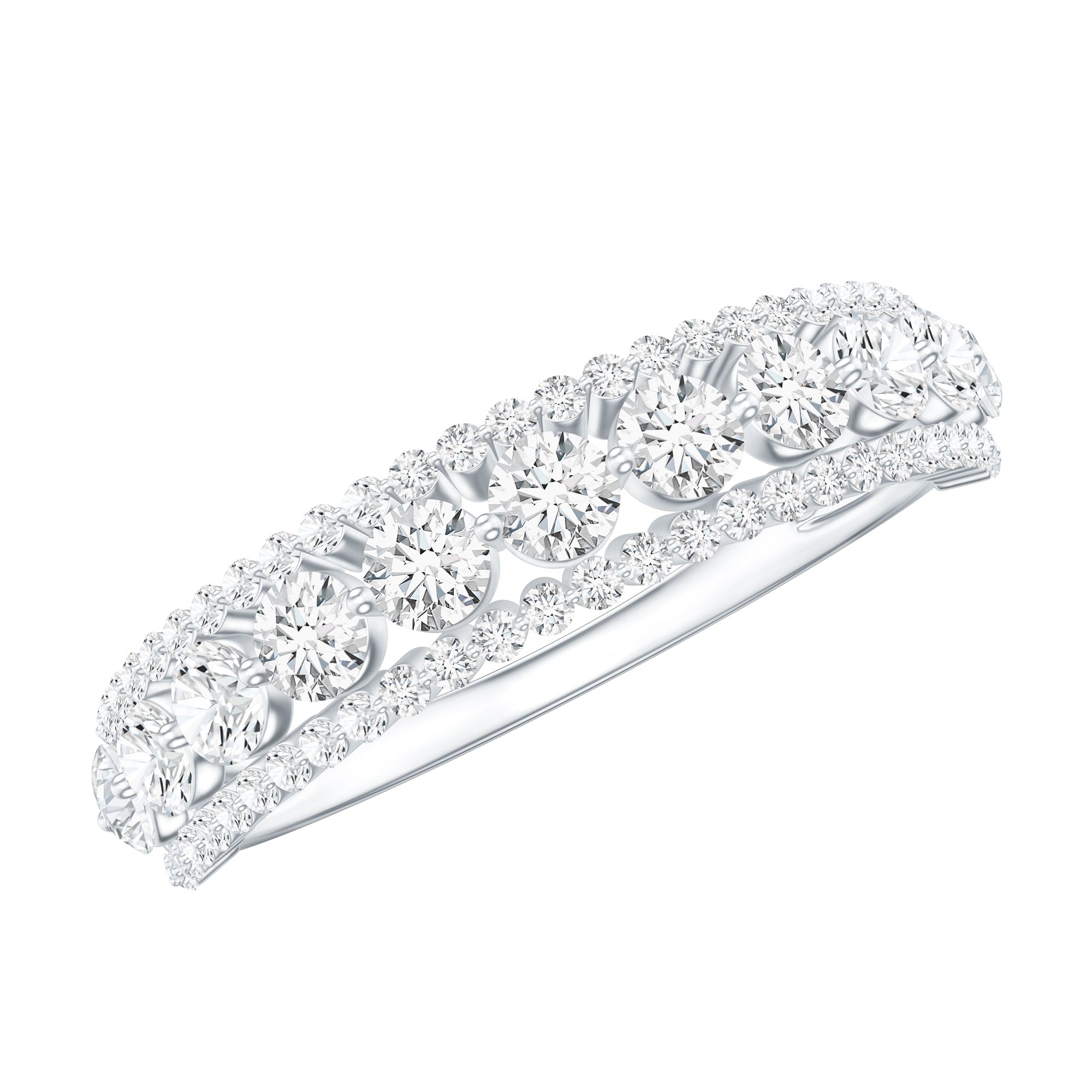Classic Lab Grown Diamond Half Eternity Wedding Band for Women Lab - ( EF-VS ) - Rosec Jewels