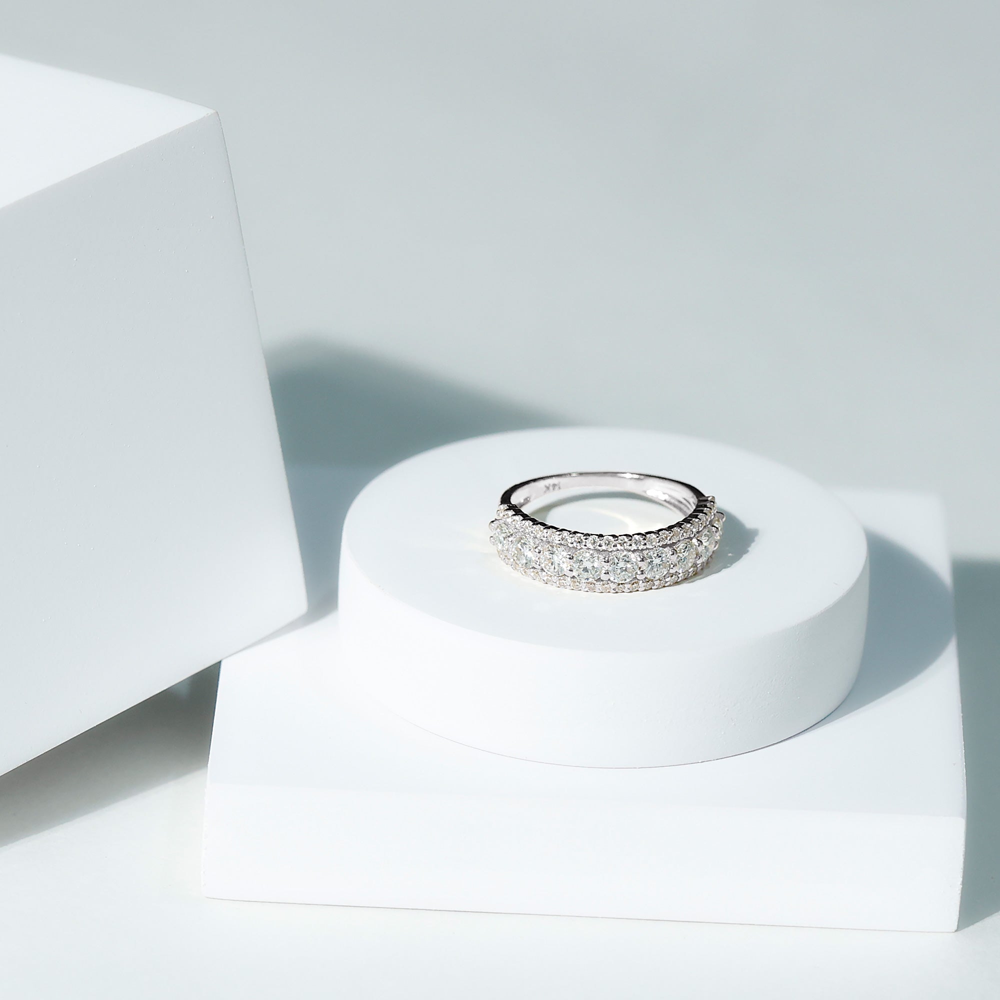 Classic Lab Grown Diamond Half Eternity Wedding Band for Women Lab - ( EF-VS ) - Rosec Jewels
