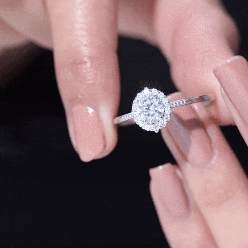 Classic Lab Grown Diamond Halo Engagement Ring Lab - ( EF-VS ) - Rosec Jewels