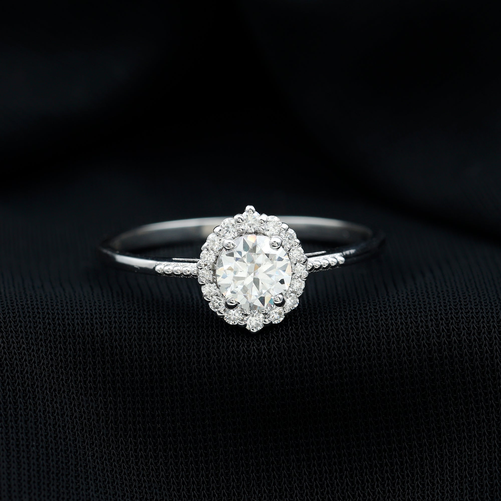 Classic Lab Grown Diamond Halo Engagement Ring Lab - ( EF-VS ) - Rosec Jewels
