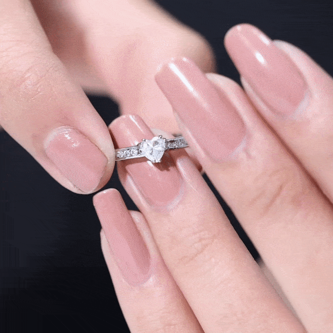 Rosec Jewels-Lab Grown Diamond 5 MM Heart Engagement Ring With Side Stones