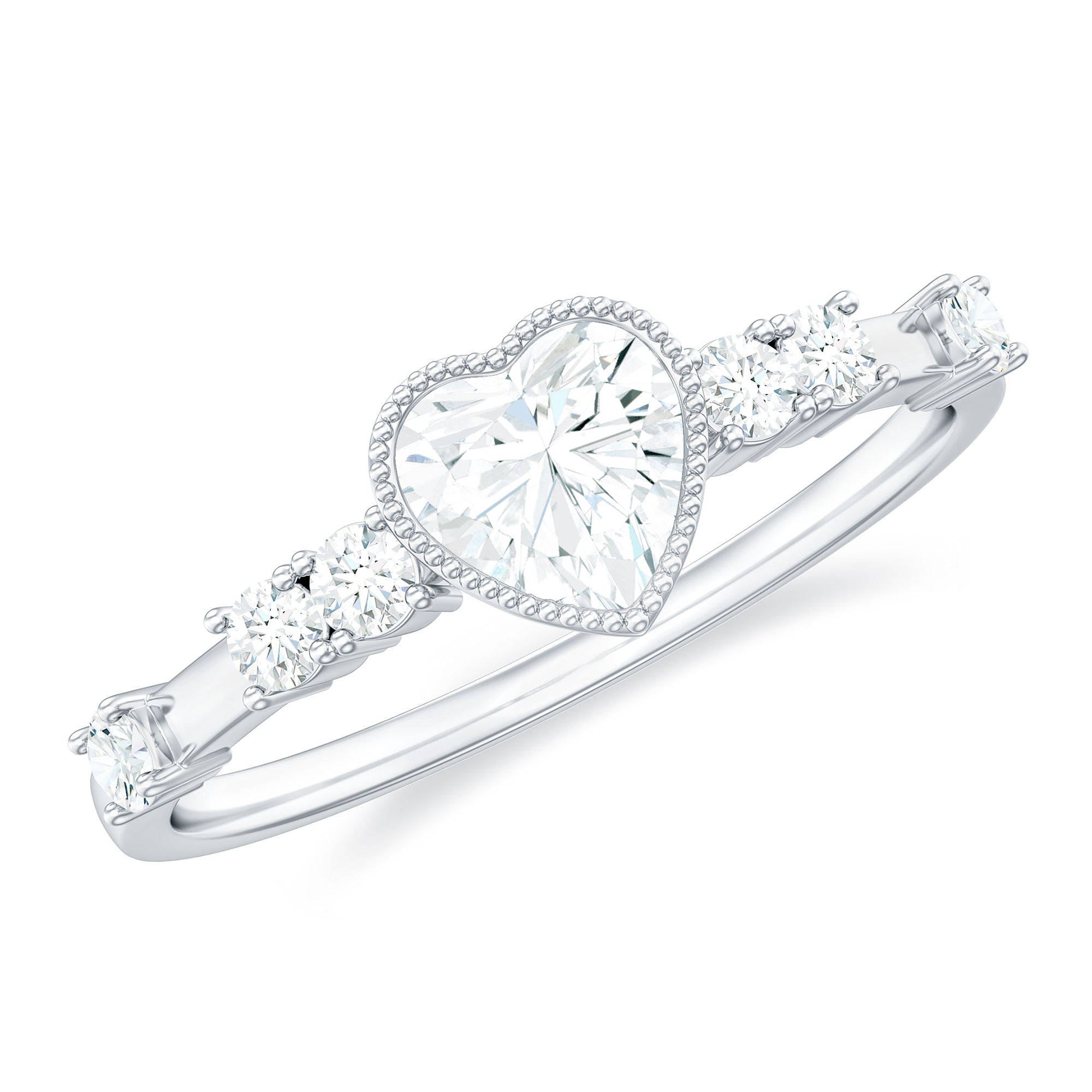 Bezel Set Lab Grown Diamond Heart Shaped Engagement Ring