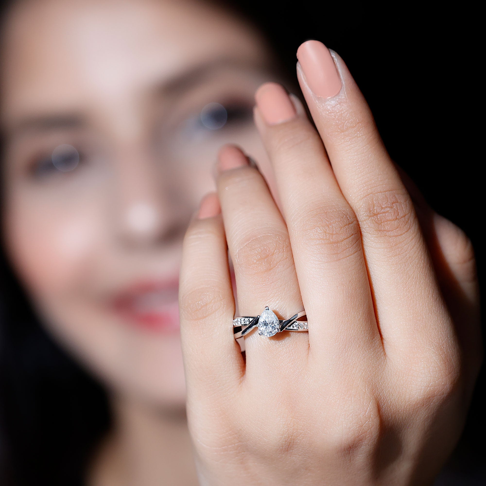 Certified Lab Grown Diamond 5X7 MM Pear Shaped Engagement Ring Lab - ( EF-VS ) - Rosec Jewels
