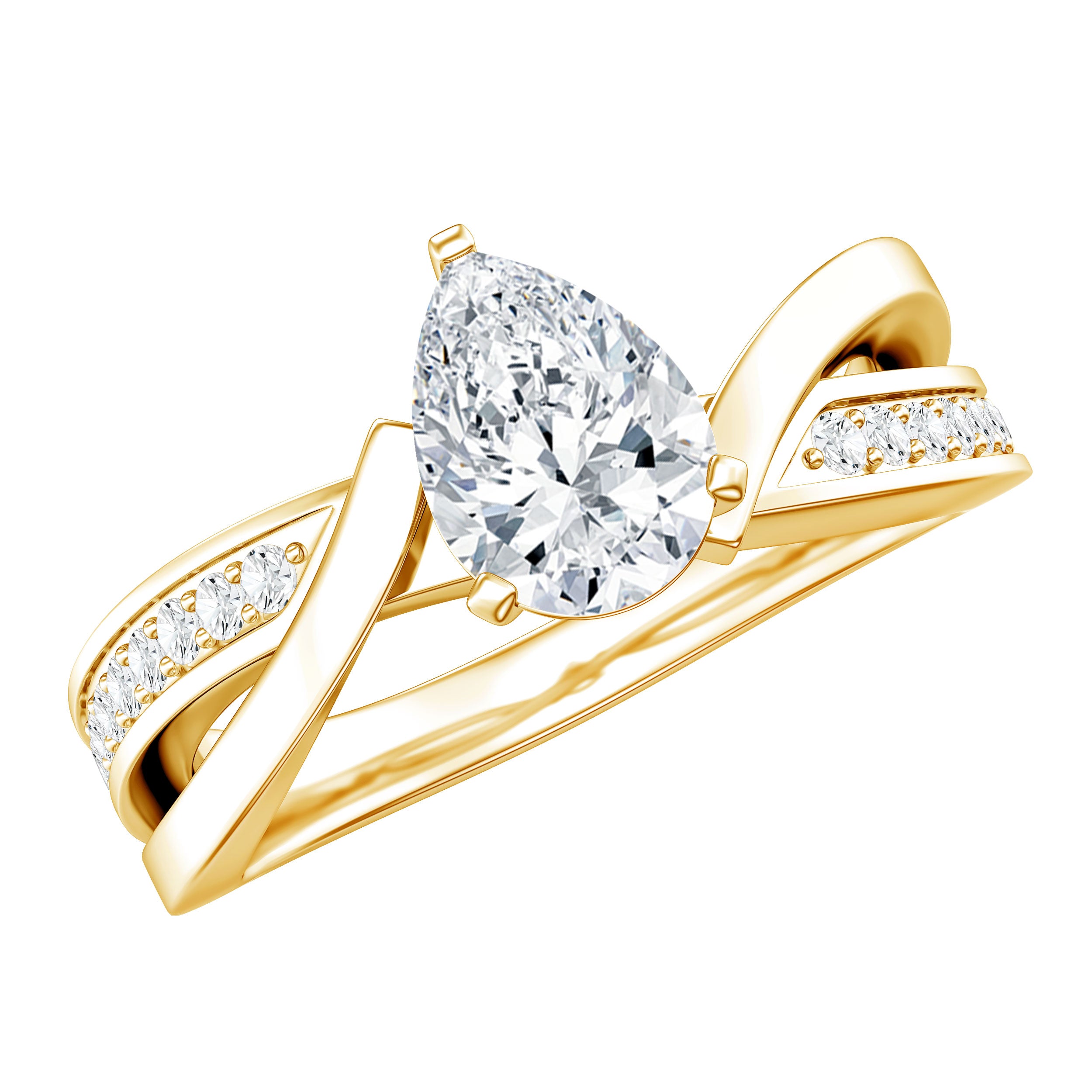 Certified Lab Grown Diamond 5X7 MM Pear Shaped Engagement Ring Lab - ( EF-VS ) - Rosec Jewels