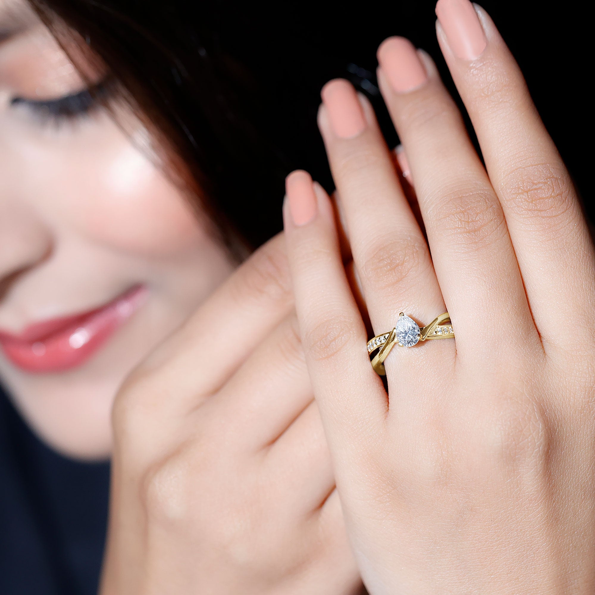 Certified Lab Grown Diamond 5X7 MM Pear Shaped Engagement Ring Lab - ( EF-VS ) - Rosec Jewels