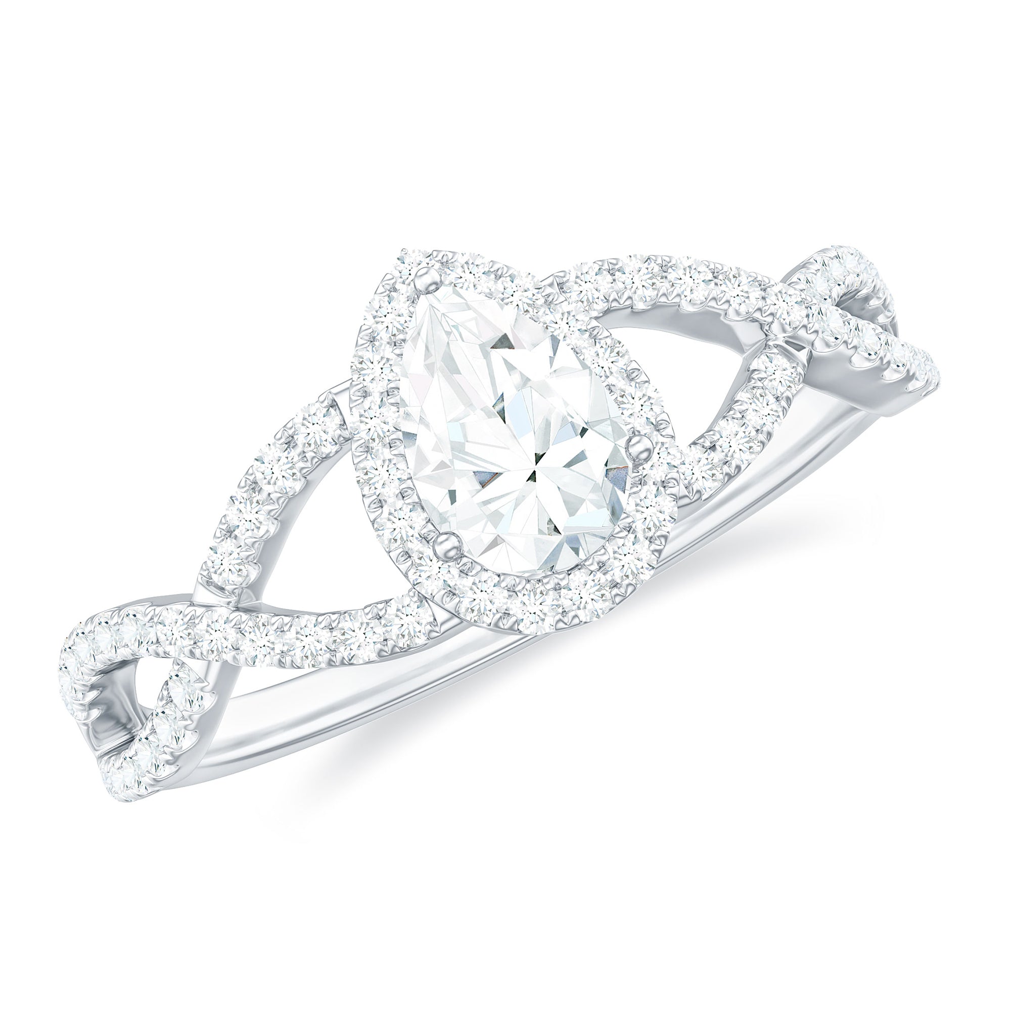 Lab Grown Diamond Teardrop Halo Engagement Ring For Women