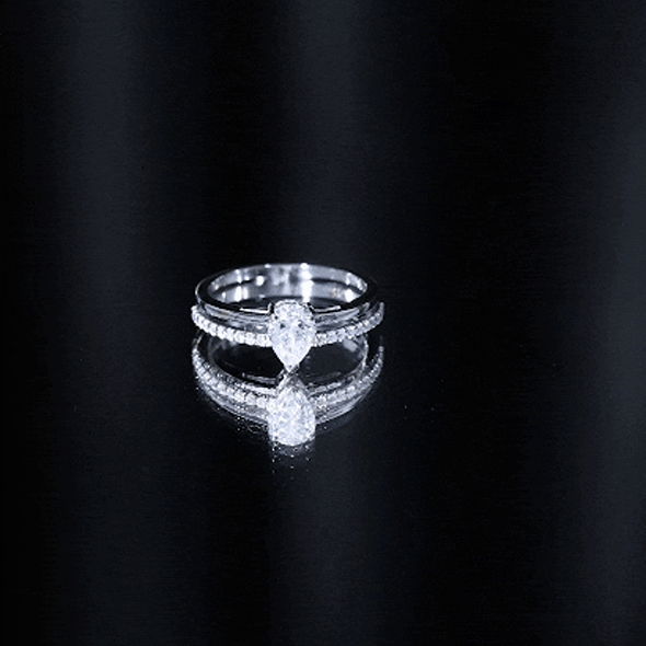 Lab Grown Diamond Pear Shaped Solitaire Engagement Ring Lab - ( EF-VS ) - Rosec Jewels