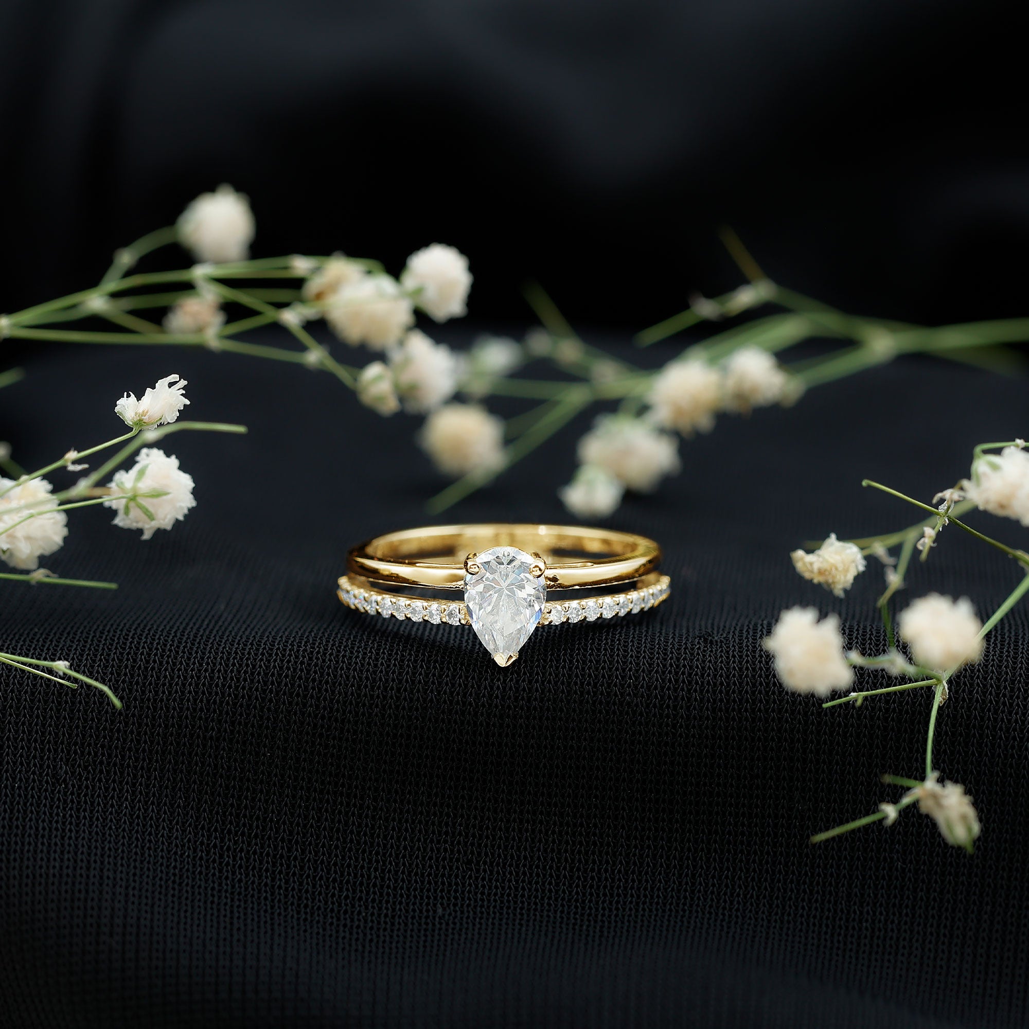 Lab Grown Diamond Pear Shaped Solitaire Engagement Ring Lab - ( EF-VS ) - Rosec Jewels