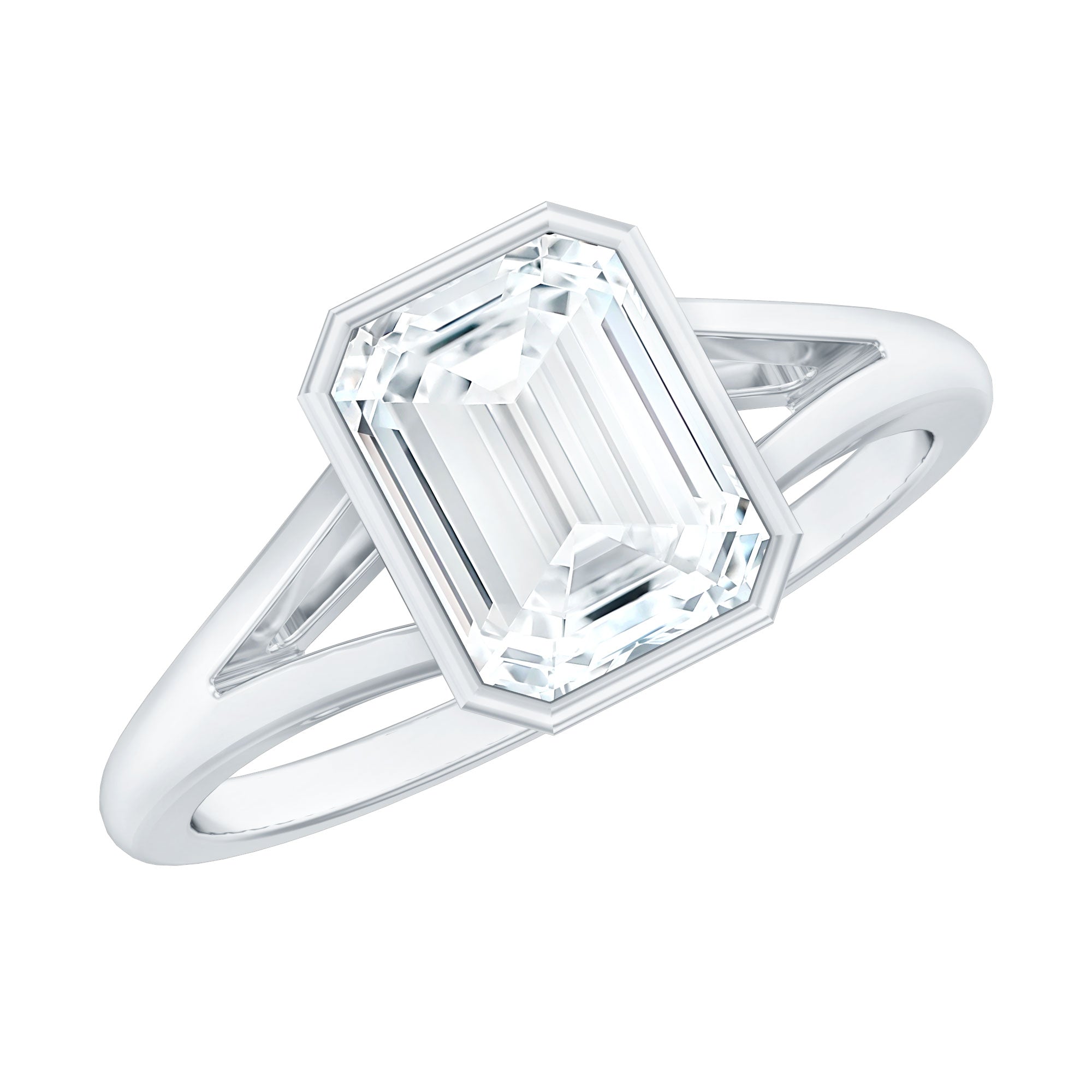 Certified Lab Grown Diamond 6X8 MM Emerald Cut Engagement Ring