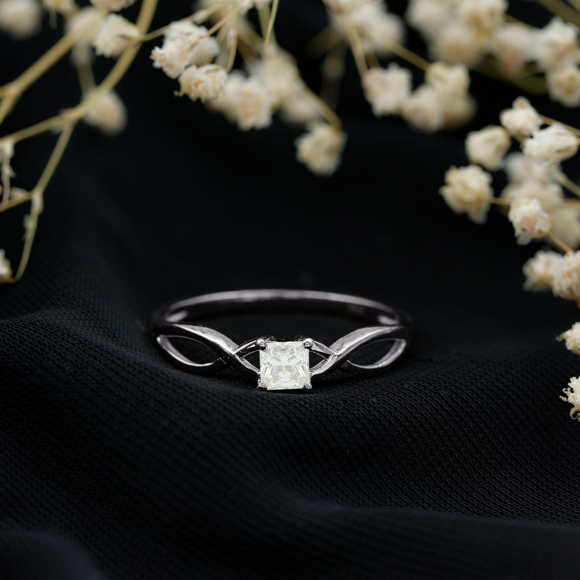 Certified Lab Princess Cut Diamond Infinity Promise Ring Lab - ( EF-VS ) - Rosec Jewels