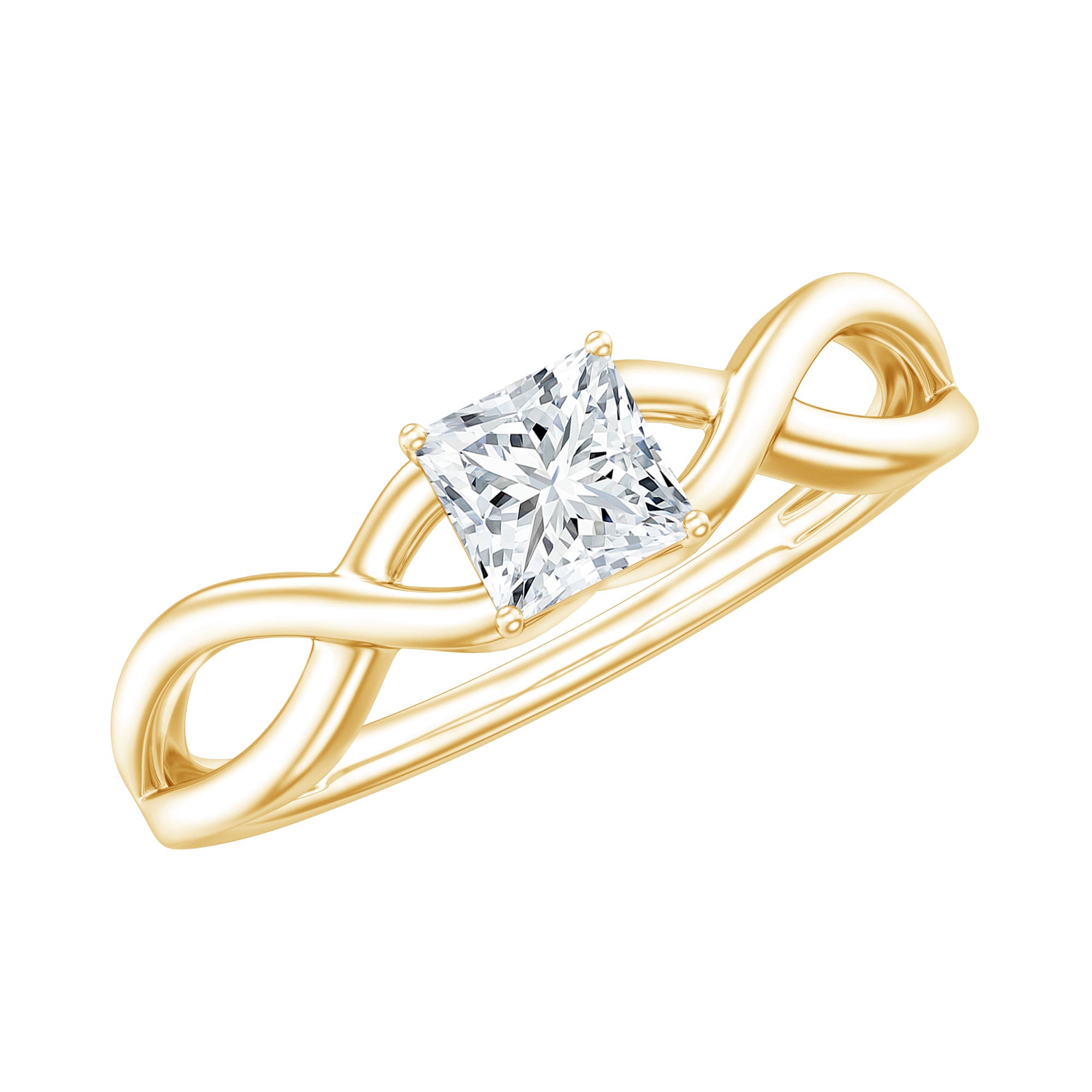 Certified Lab Princess Cut Diamond Infinity Promise Ring Lab - ( EF-VS ) - Rosec Jewels