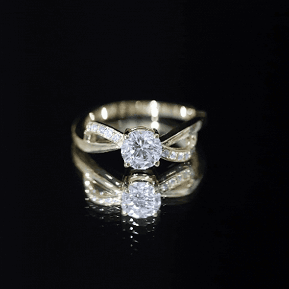Certified 6 MM Lab Grown Diamond Prong Set Twisted Engagement Ring Lab - ( EF-VS ) - Rosec Jewels