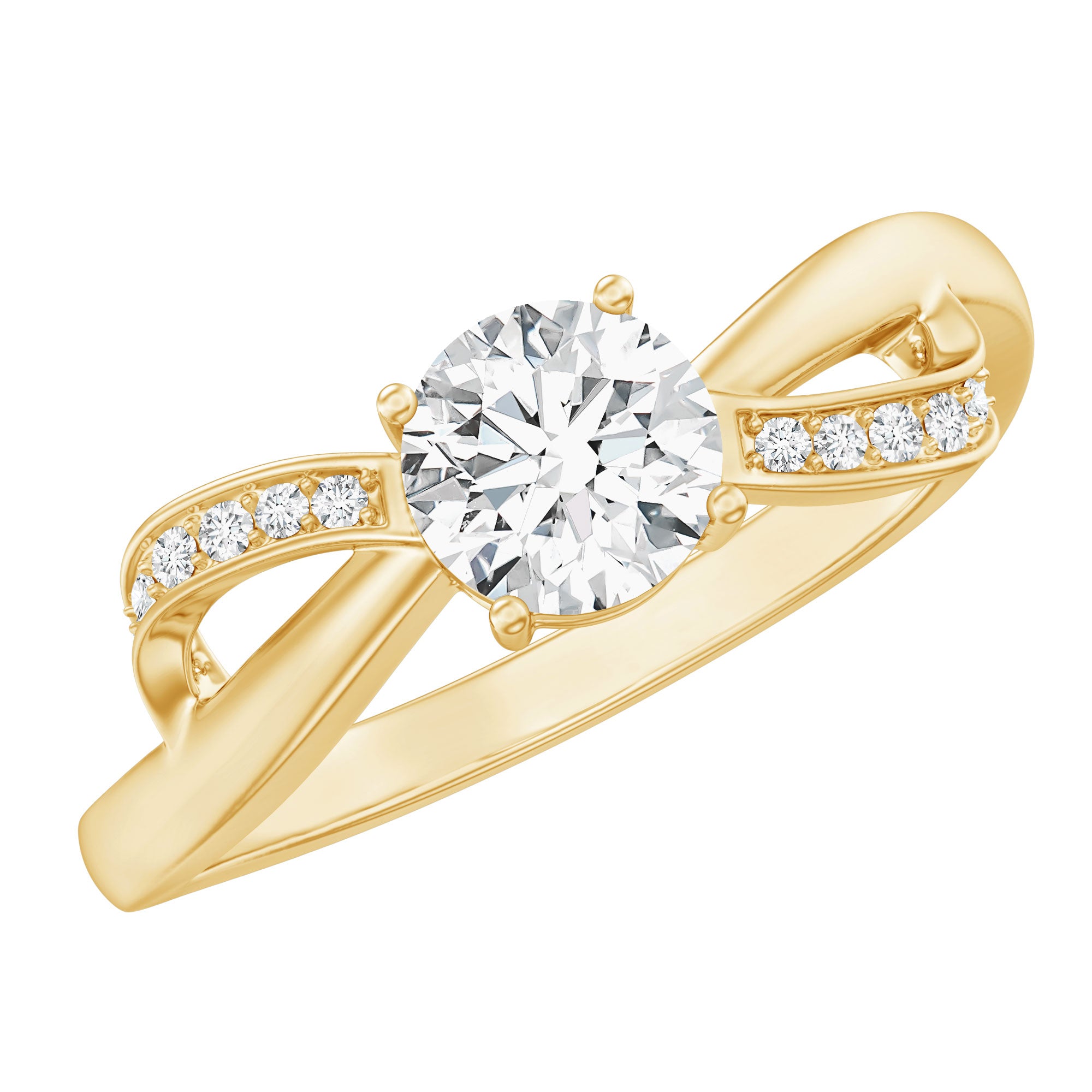 Certified 6 MM Lab Grown Diamond Prong Set Twisted Engagement Ring Lab - ( EF-VS ) - Rosec Jewels