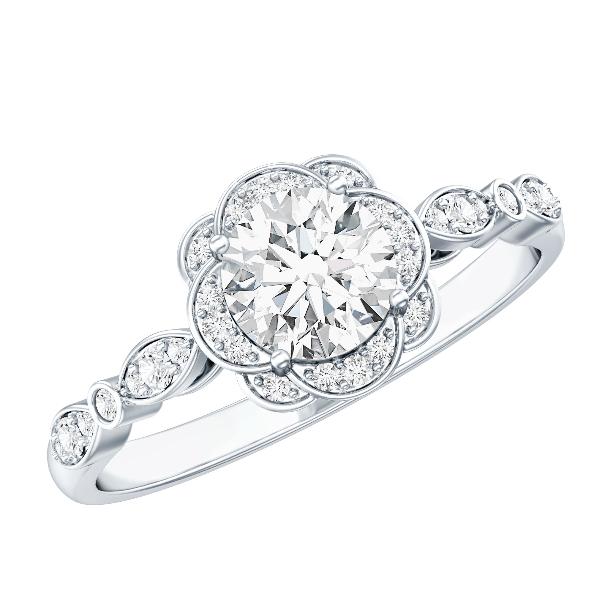 Certified 6MM Lab Grown Diamond Nature Engagement Ring Lab - ( EF-VS ) - Rosec Jewels