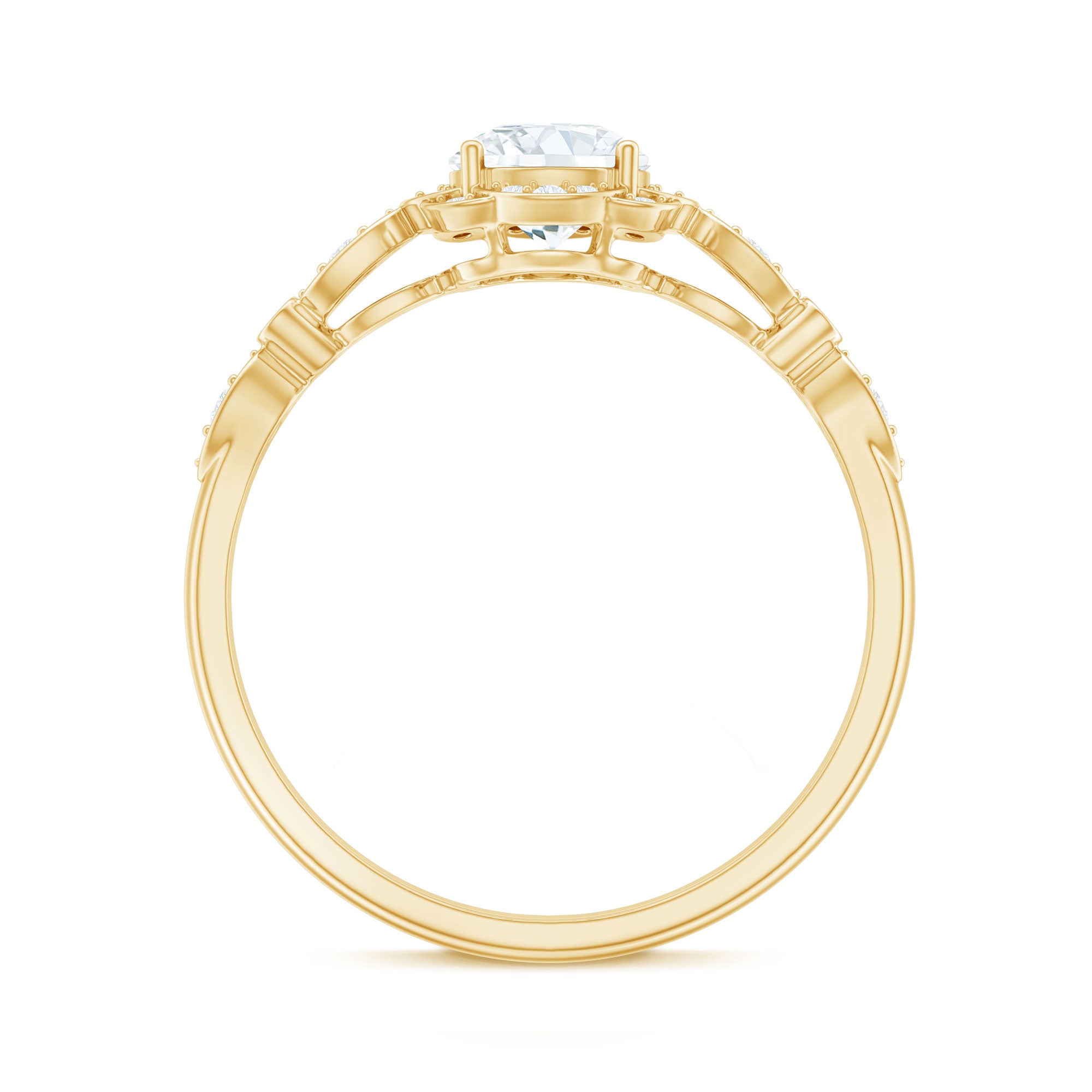 Certified 6MM Lab Grown Diamond Nature Engagement Ring Lab - ( EF-VS ) - Rosec Jewels