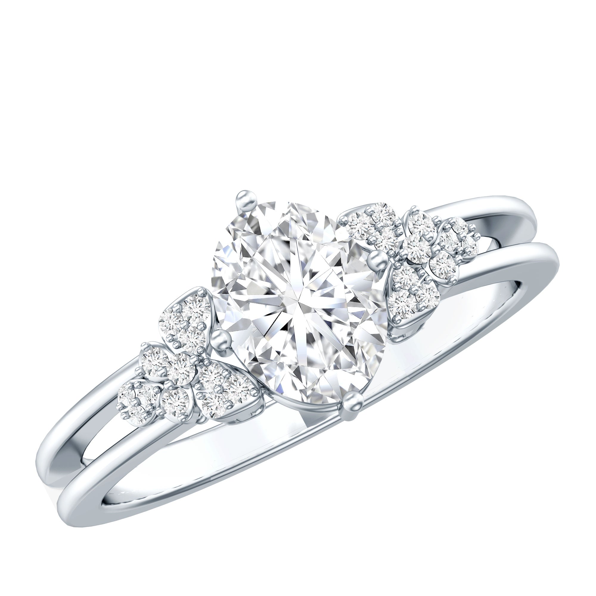 Certified 6X8MM Oval Lab Grown Diamond Designer Engagement Ring Lab - ( EF-VS ) - Rosec Jewels