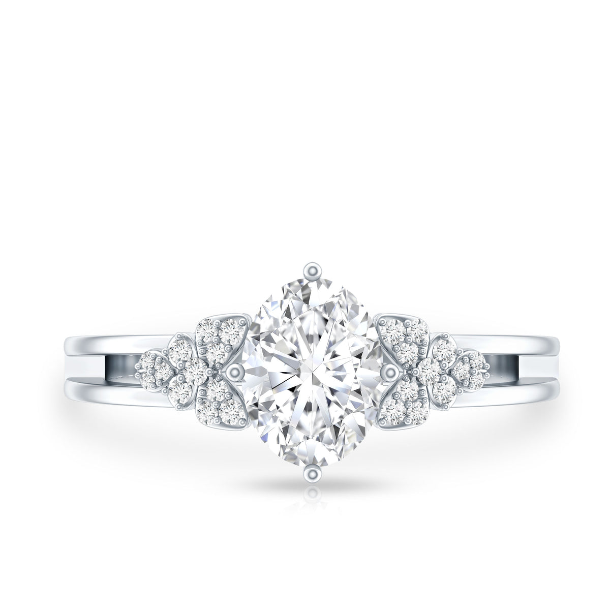 IGI Certified 1 Carat Lab Grown Oval Diamond Designer Engagement Ring Lab - ( E-VS1 ) - Rosec Jewels