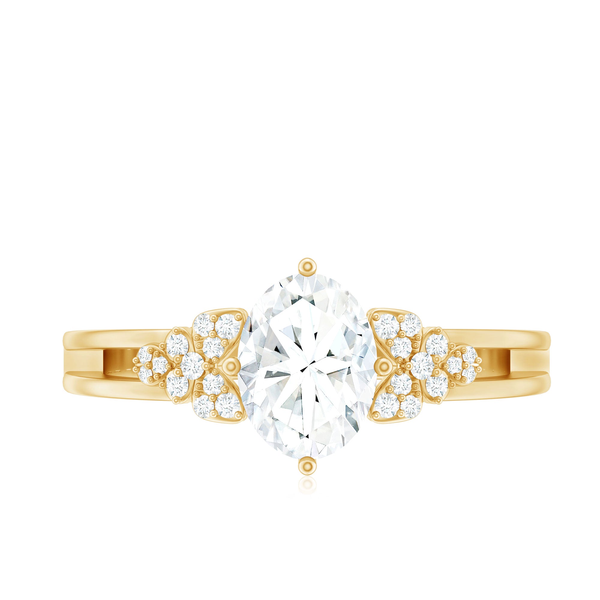 IGI Certified 1 Carat Lab Grown Oval Diamond Designer Engagement Ring Lab - ( E-VS1 ) - Rosec Jewels