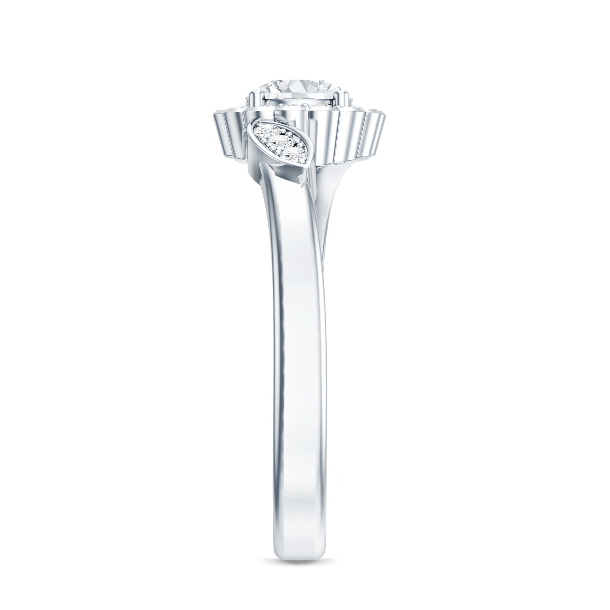 Certified 5 MM Lab Grown Diamond Floral Engagement Ring Lab - ( EF-VS ) - Rosec Jewels