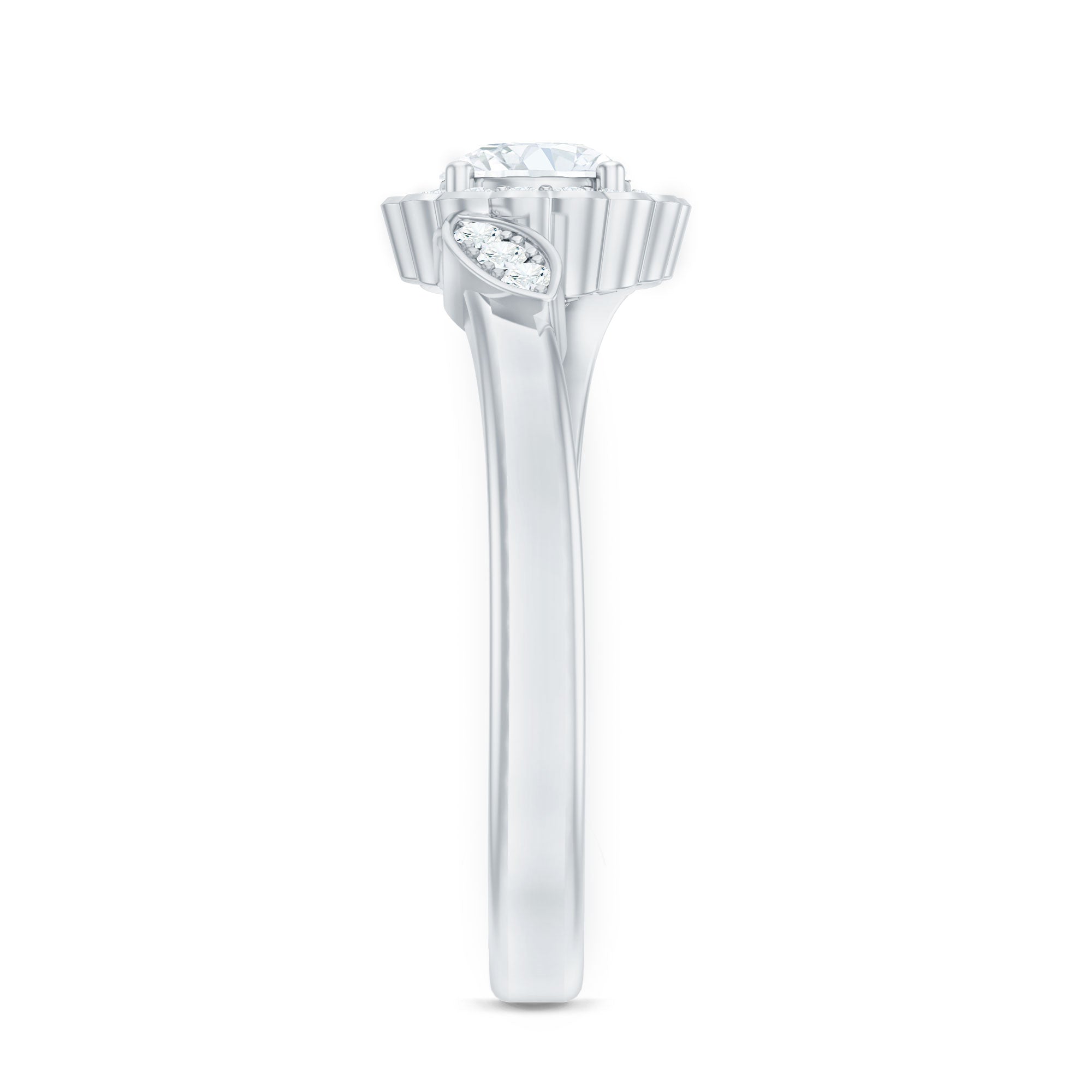 Certified 5 MM Lab Grown Diamond Floral Engagement Ring Lab - ( EF-VS ) - Rosec Jewels