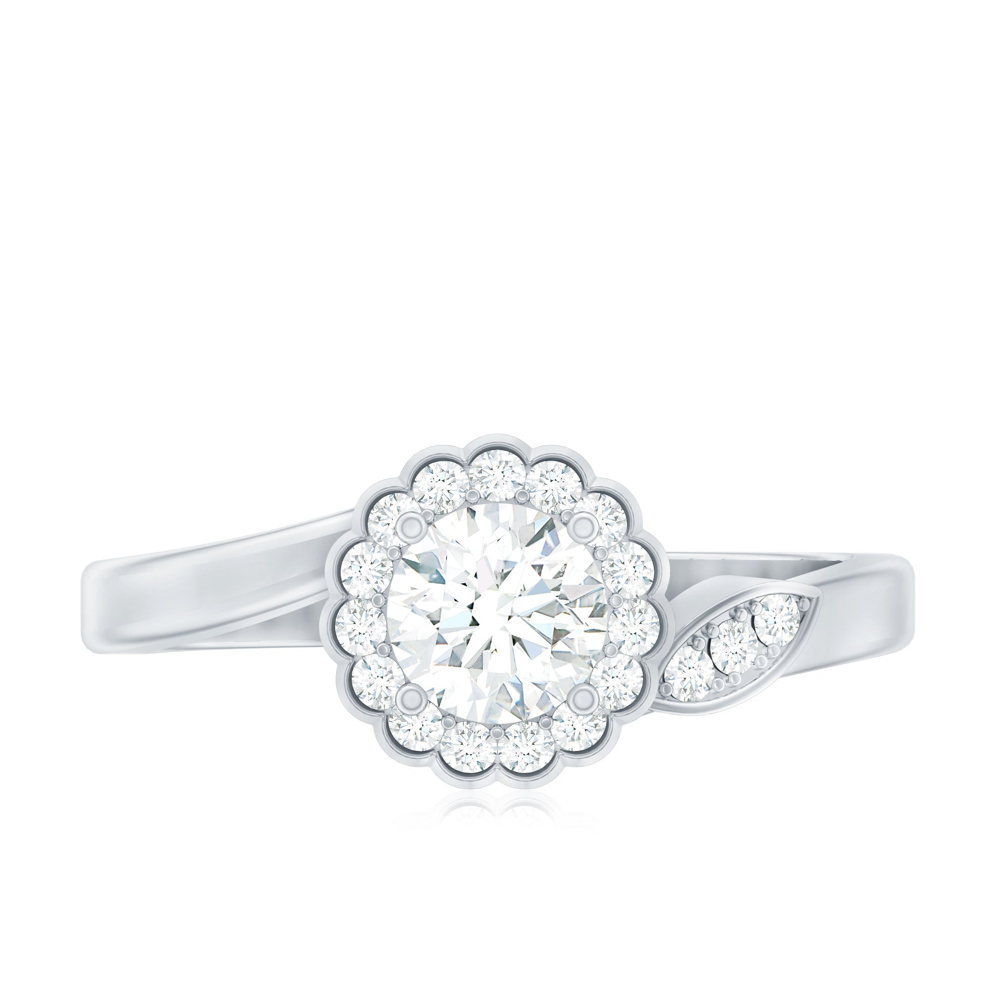 Certified 5 MM Lab Grown Diamond Floral Engagement Ring Lab - ( EF-VS ) - Rosec Jewels