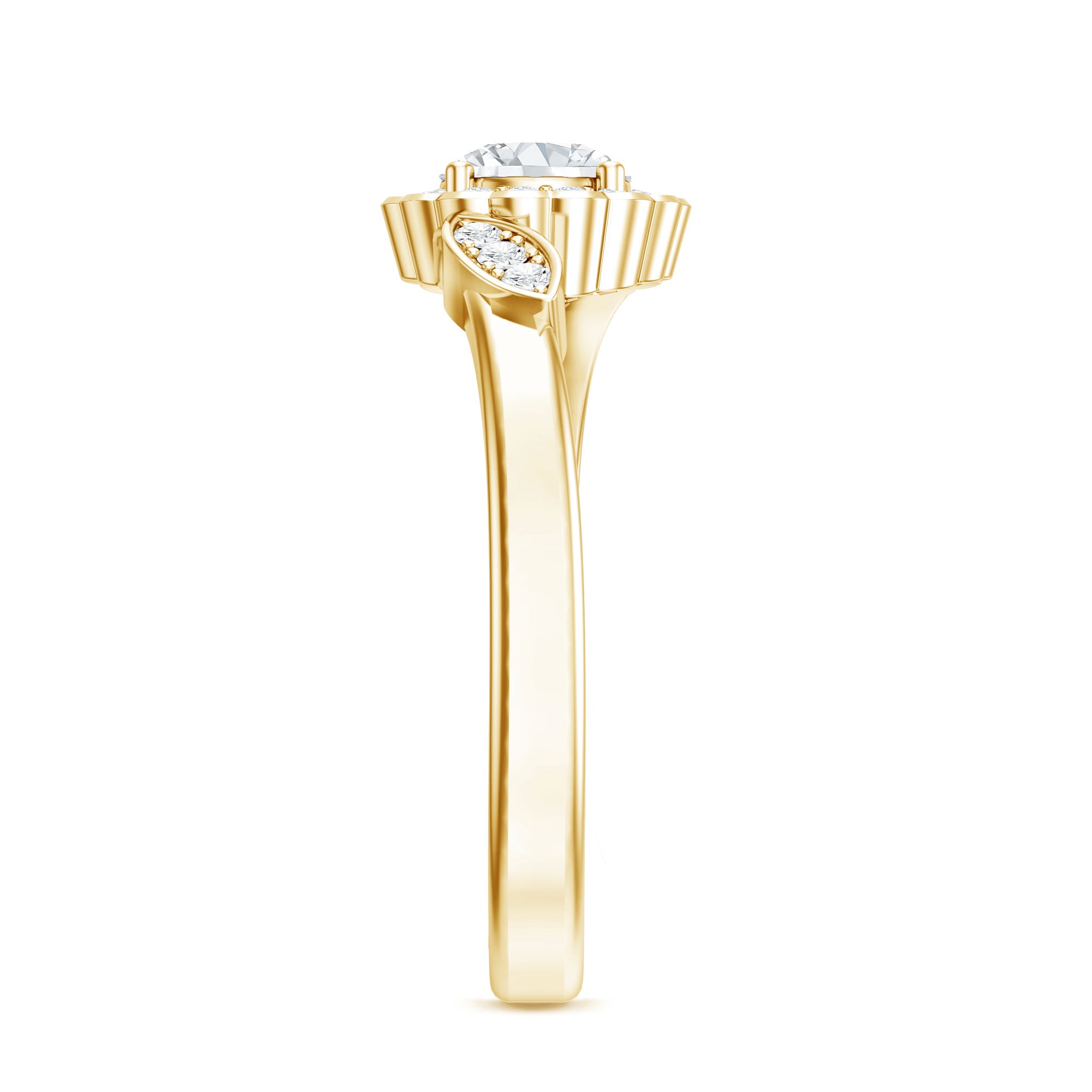 Certified 5 MM Lab Grown Diamond Floral Engagement Ring Lab - ( EF-VS ) - Rosec Jewels