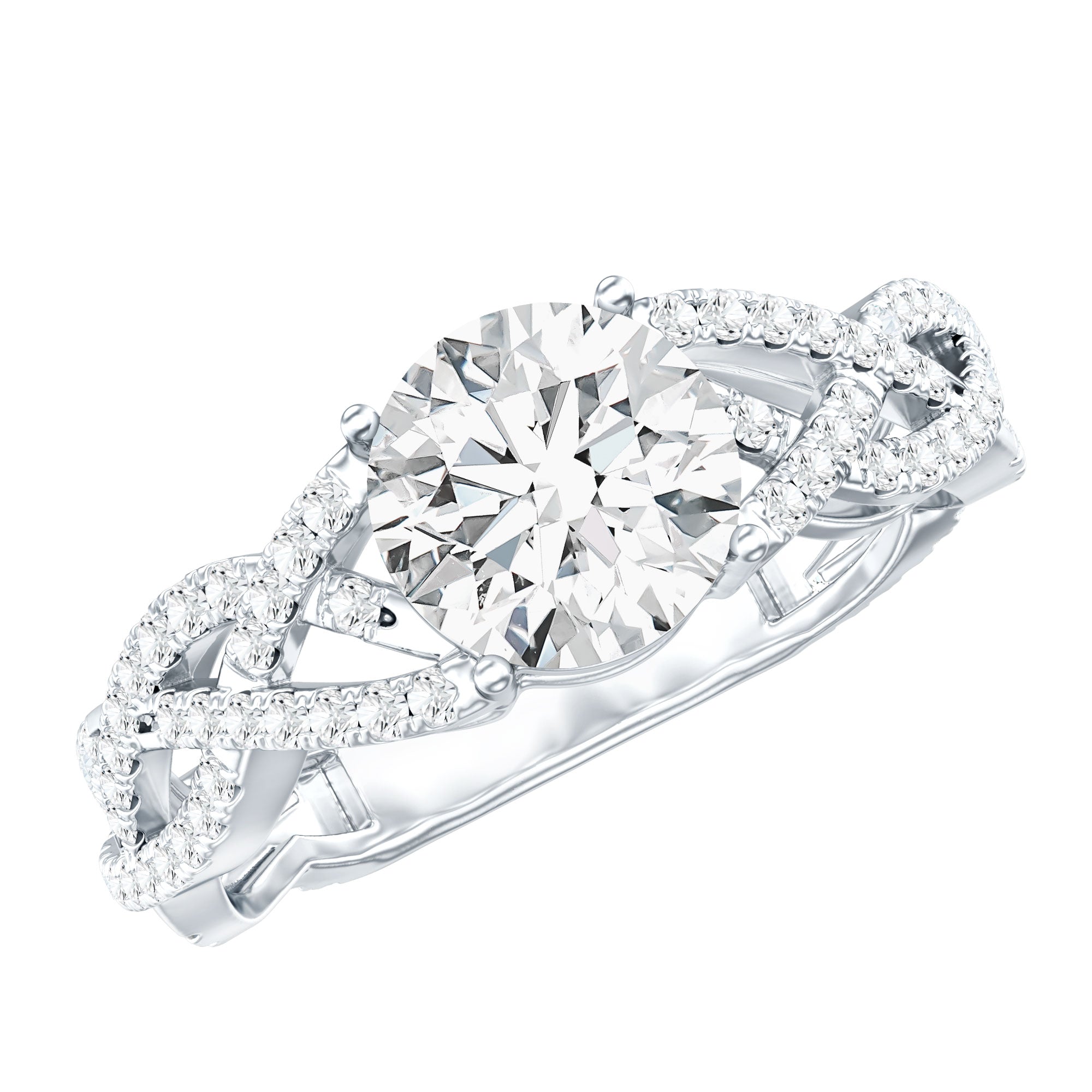 Rosec Jewels-Lab Grown Diamond 8MM Round Engagement Ring With Infinity Twist