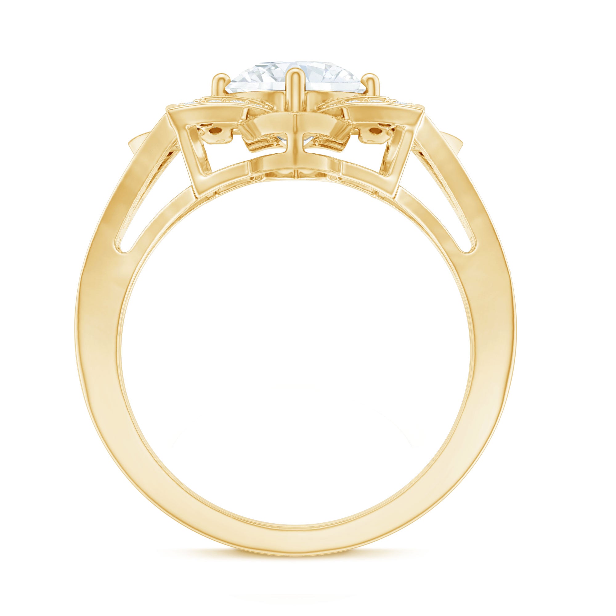 Lab Grown Diamond Art Deco Flower Engagement Ring Lab - ( EF-VS ) - Rosec Jewels