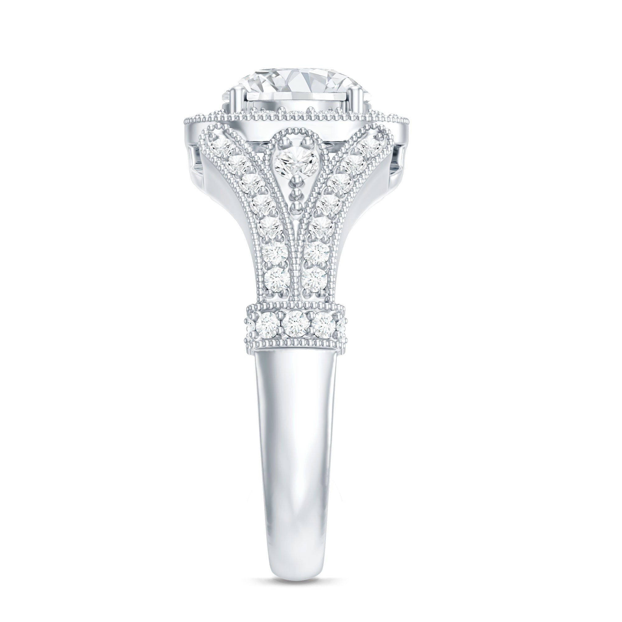 Rosec Jewels-Certified 7 MM Lab Grown Diamond Vintage Style Engagement Ring