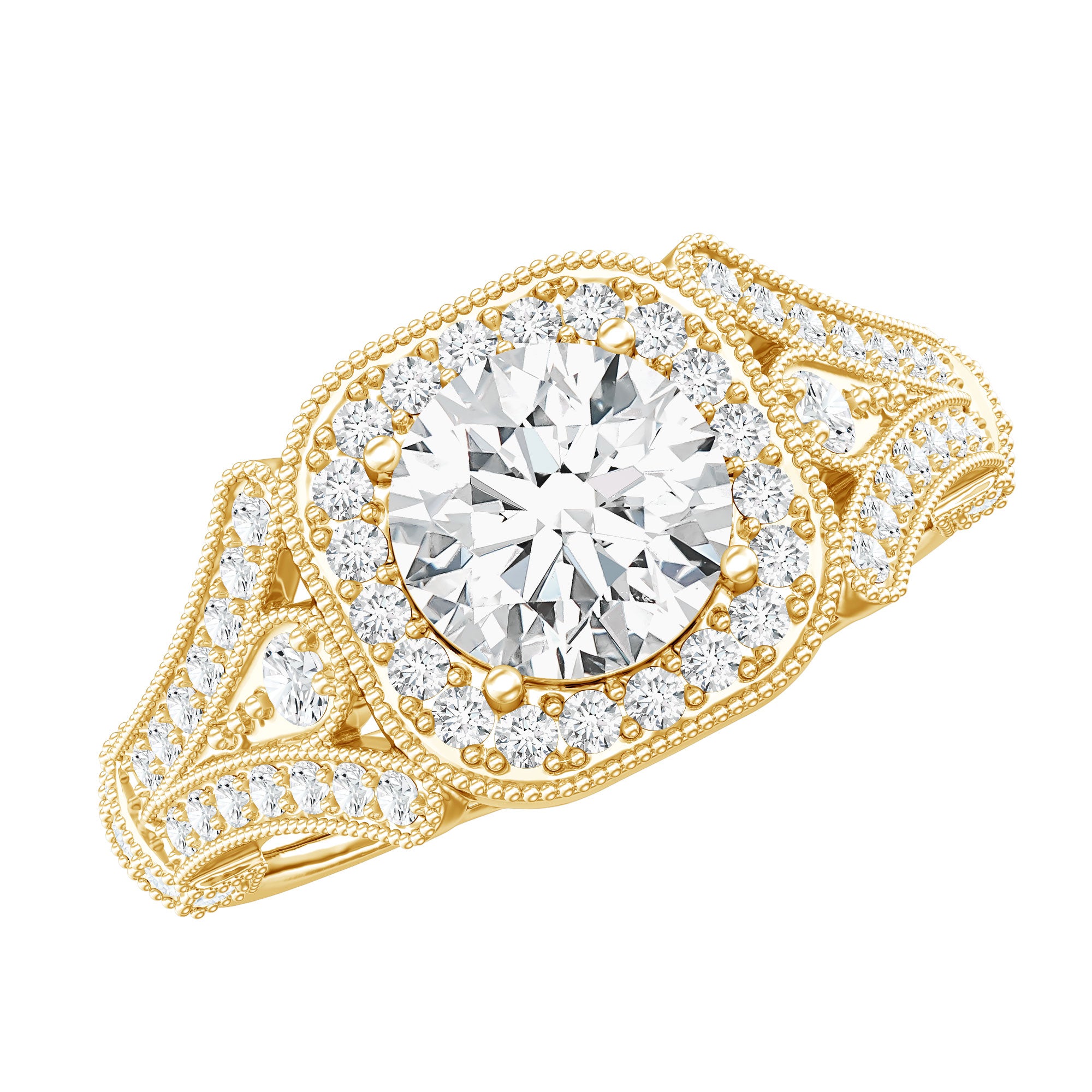 Certified 7 MM Lab Grown Diamond Vintage Style Engagement Ring Lab - ( EF-VS ) - Rosec Jewels
