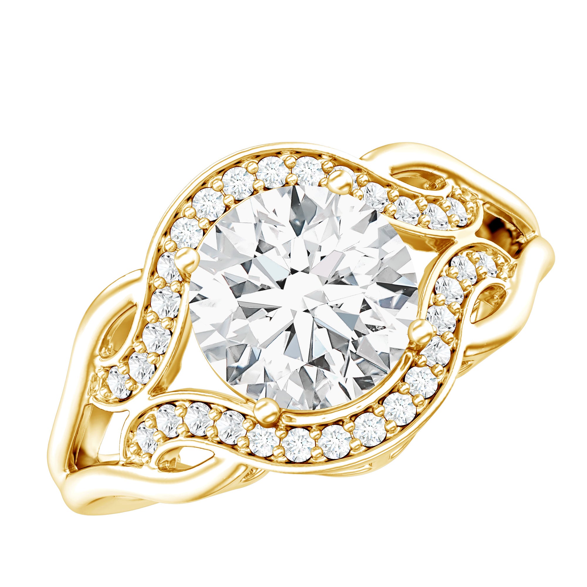 2 Carat Lab Grown Diamond Art Deco Engagement Ring Lab - ( EF-VS ) - Rosec Jewels