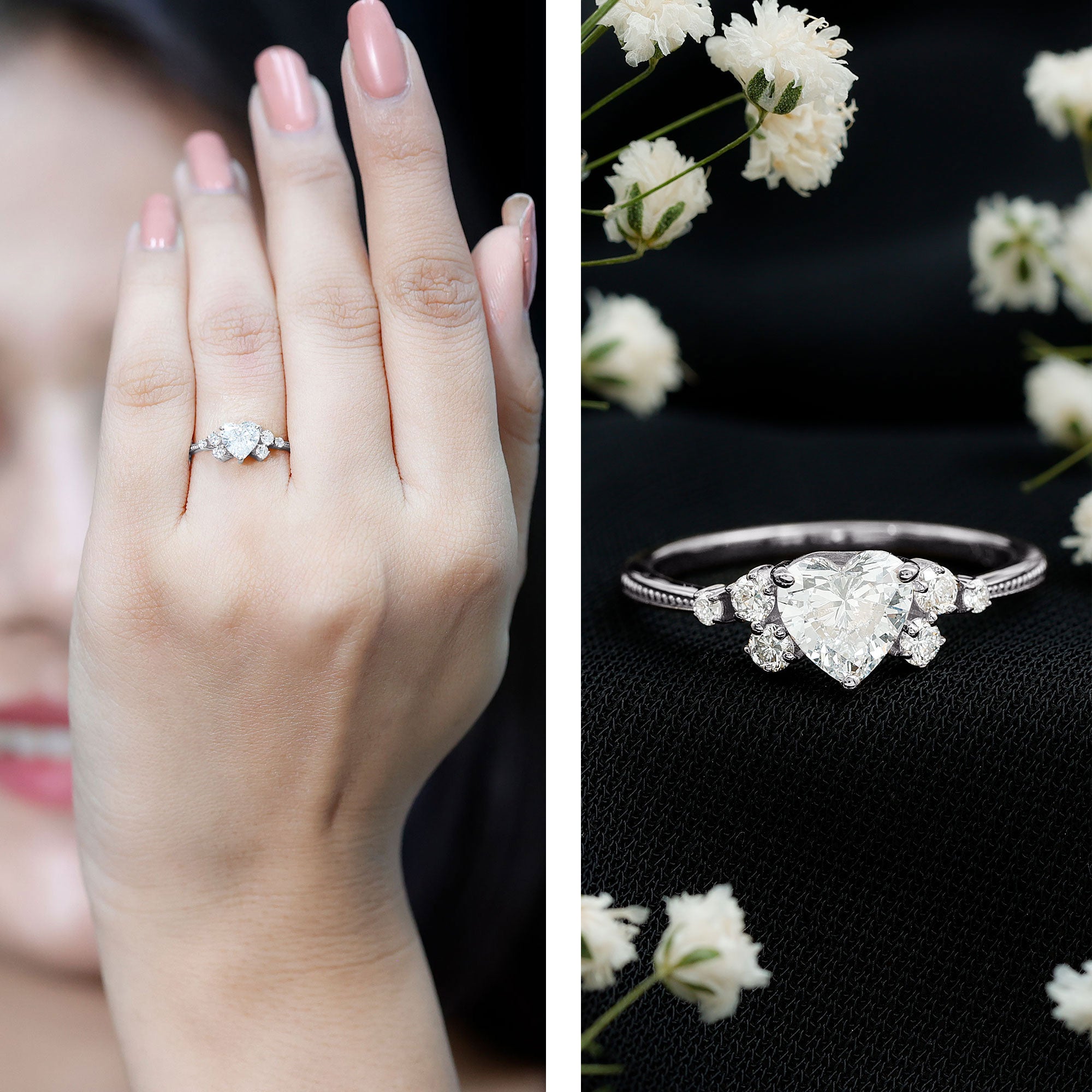 Rosec Jewels-Lab Grown Diamond 6 MM Heart Shaped Engagement Ring